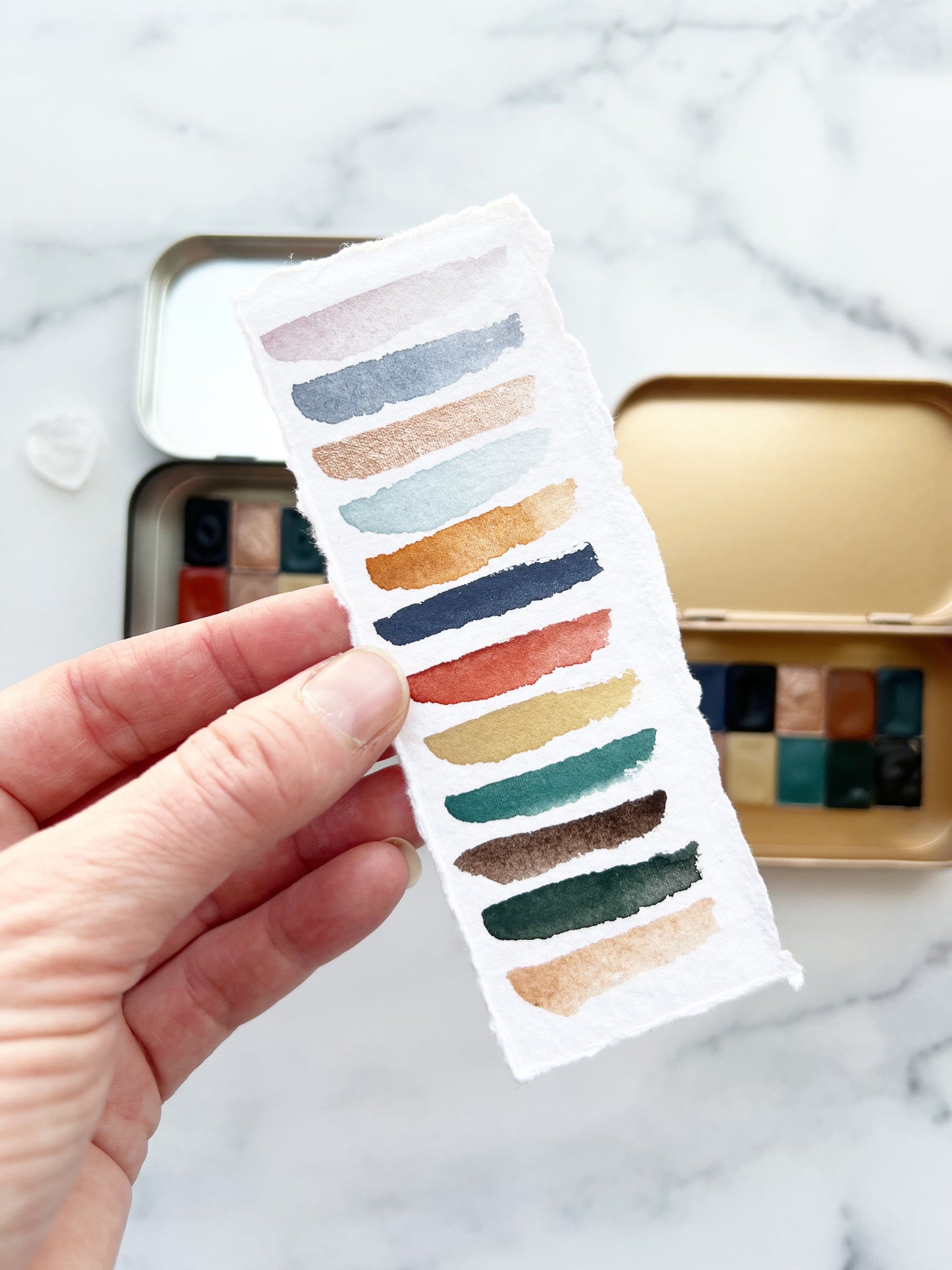 Midwinter Mini Palette, a mini pan set of handmade watercolors