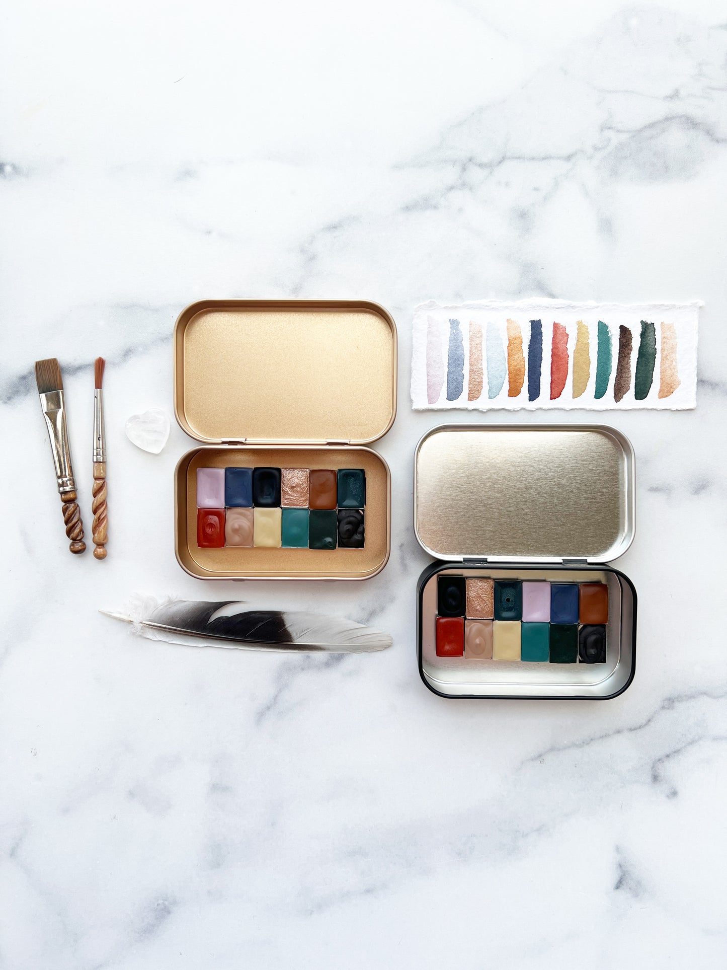 Midwinter Mini Palette, a mini pan set of handmade watercolors