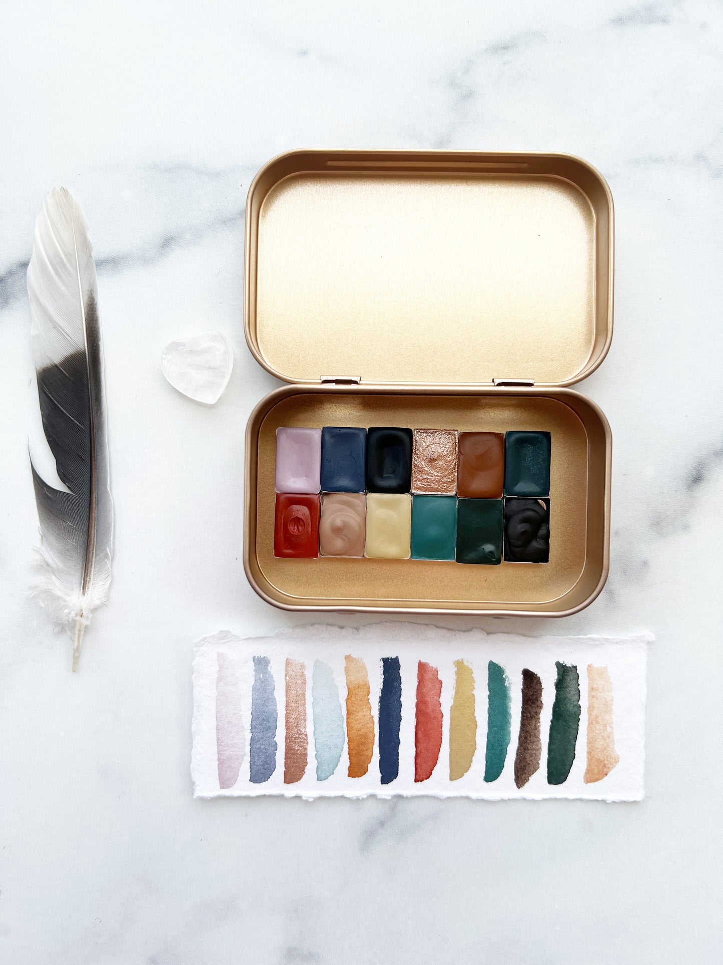 Midwinter Mini Palette, a mini pan set of handmade watercolors