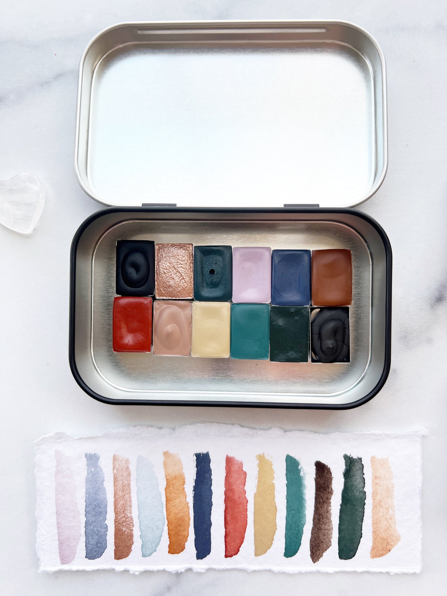 Midwinter Mini Palette, a mini pan set of handmade watercolors