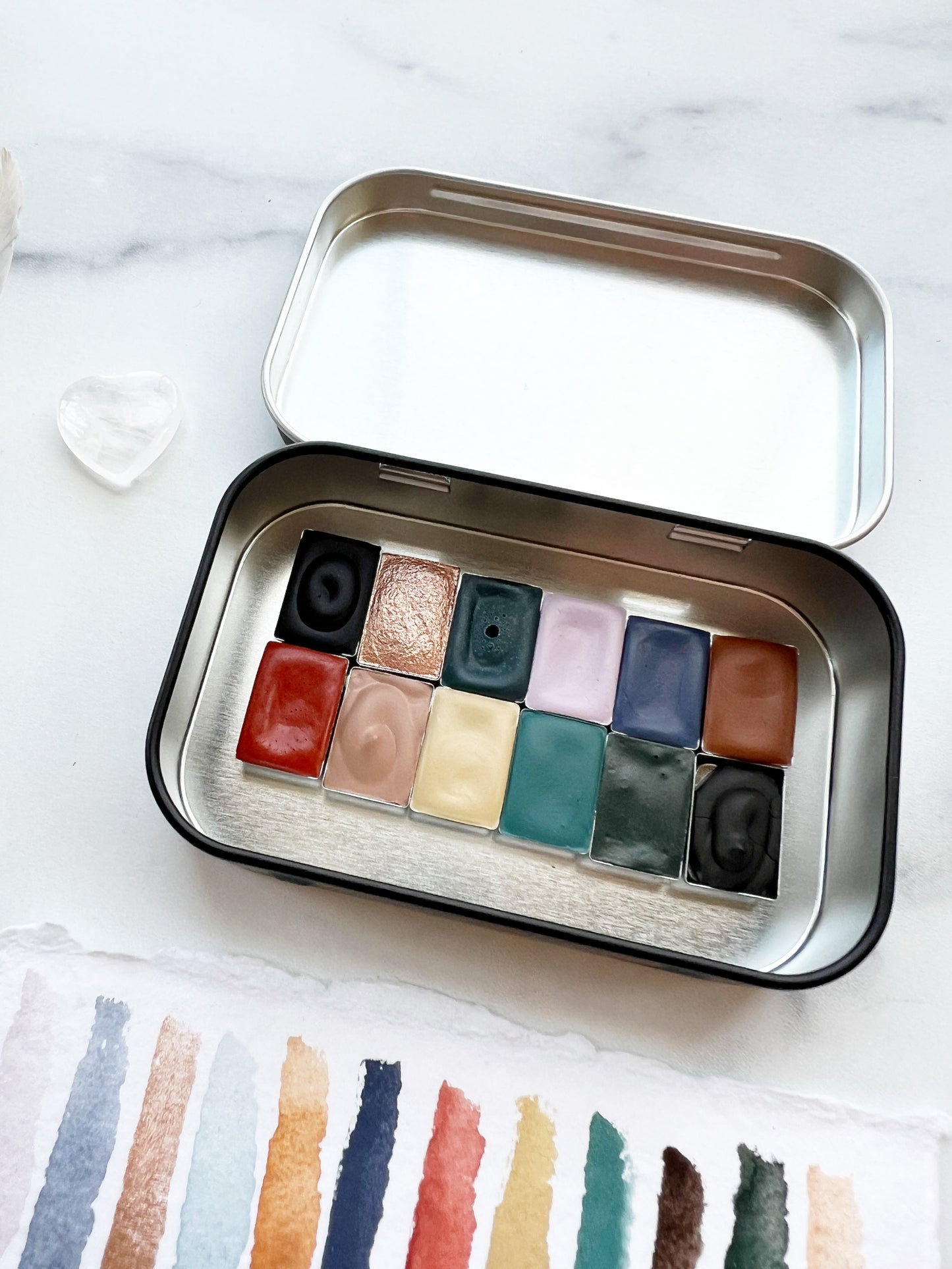 Midwinter Mini Palette, a mini pan set of handmade watercolors