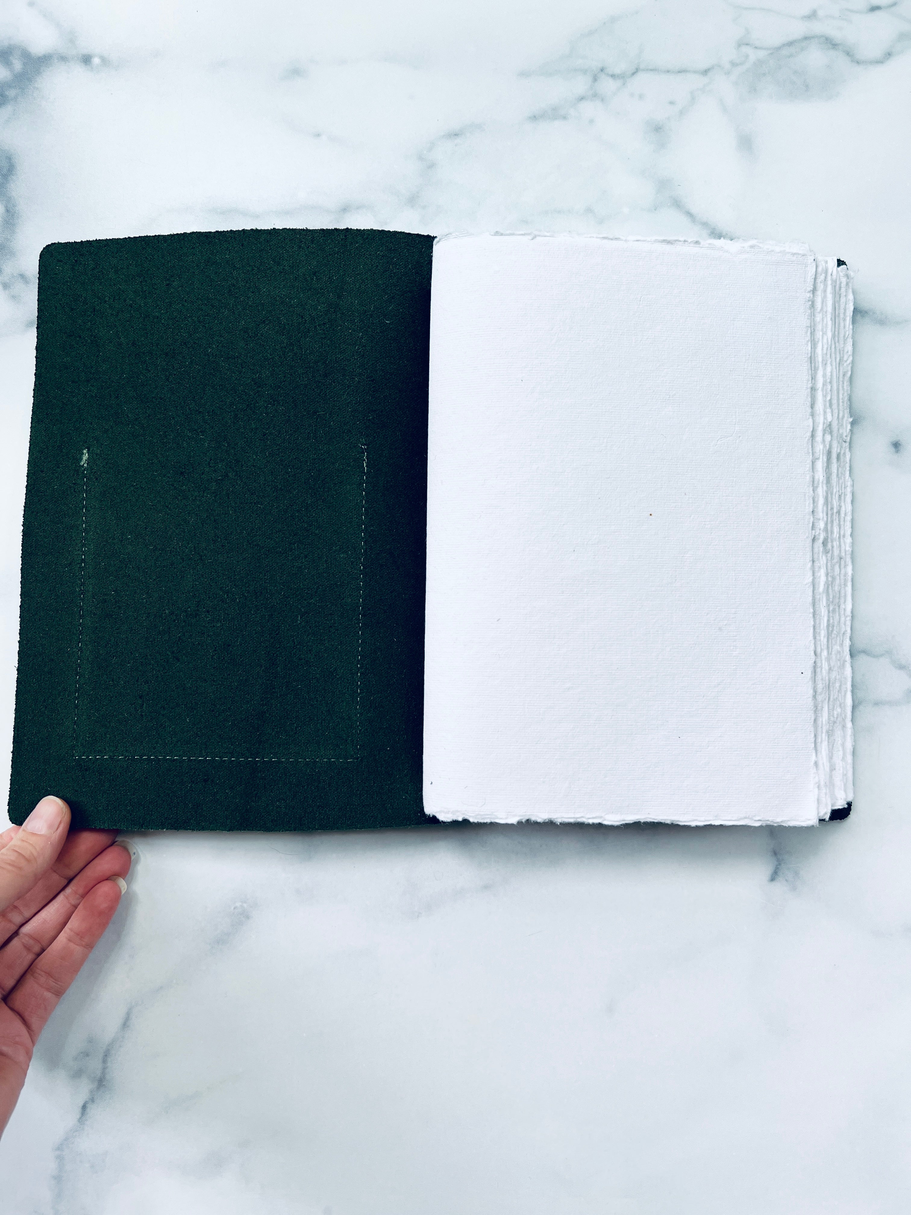 Green Leather Watercolor Journal, Refillable