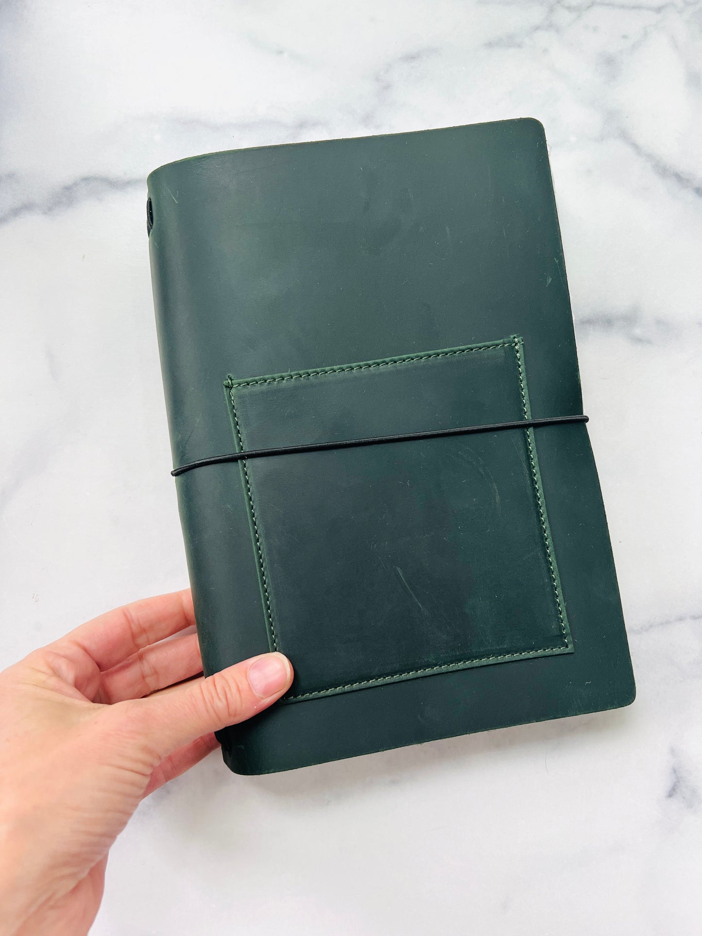 Green Leather Watercolor Journal, Refillable