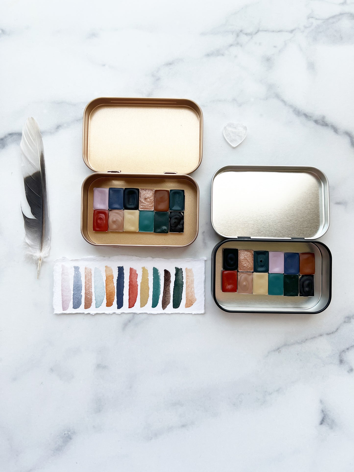 Midwinter Mini Palette, a mini pan set of handmade watercolors