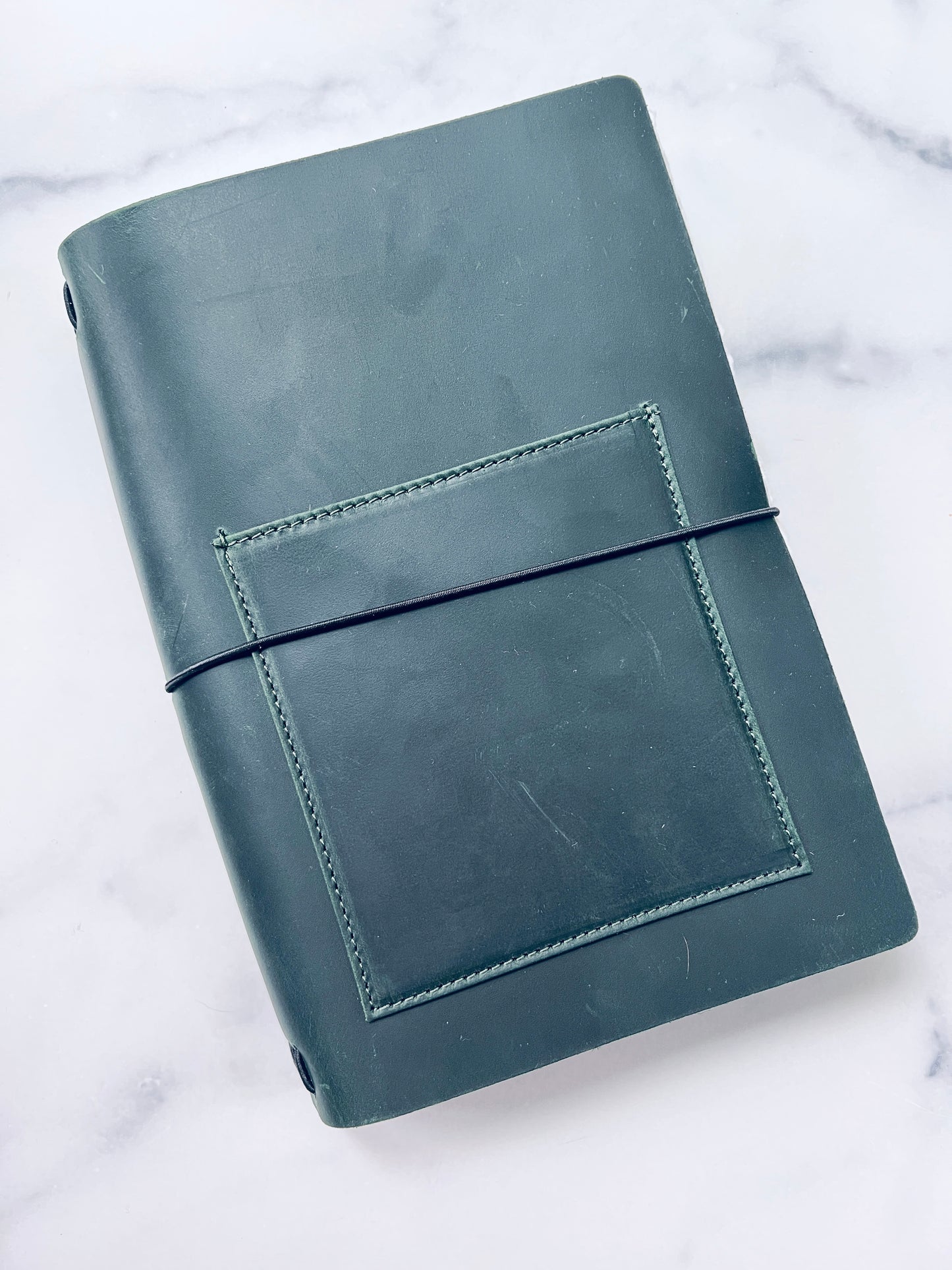 Green Leather Watercolor Journal, Refillable