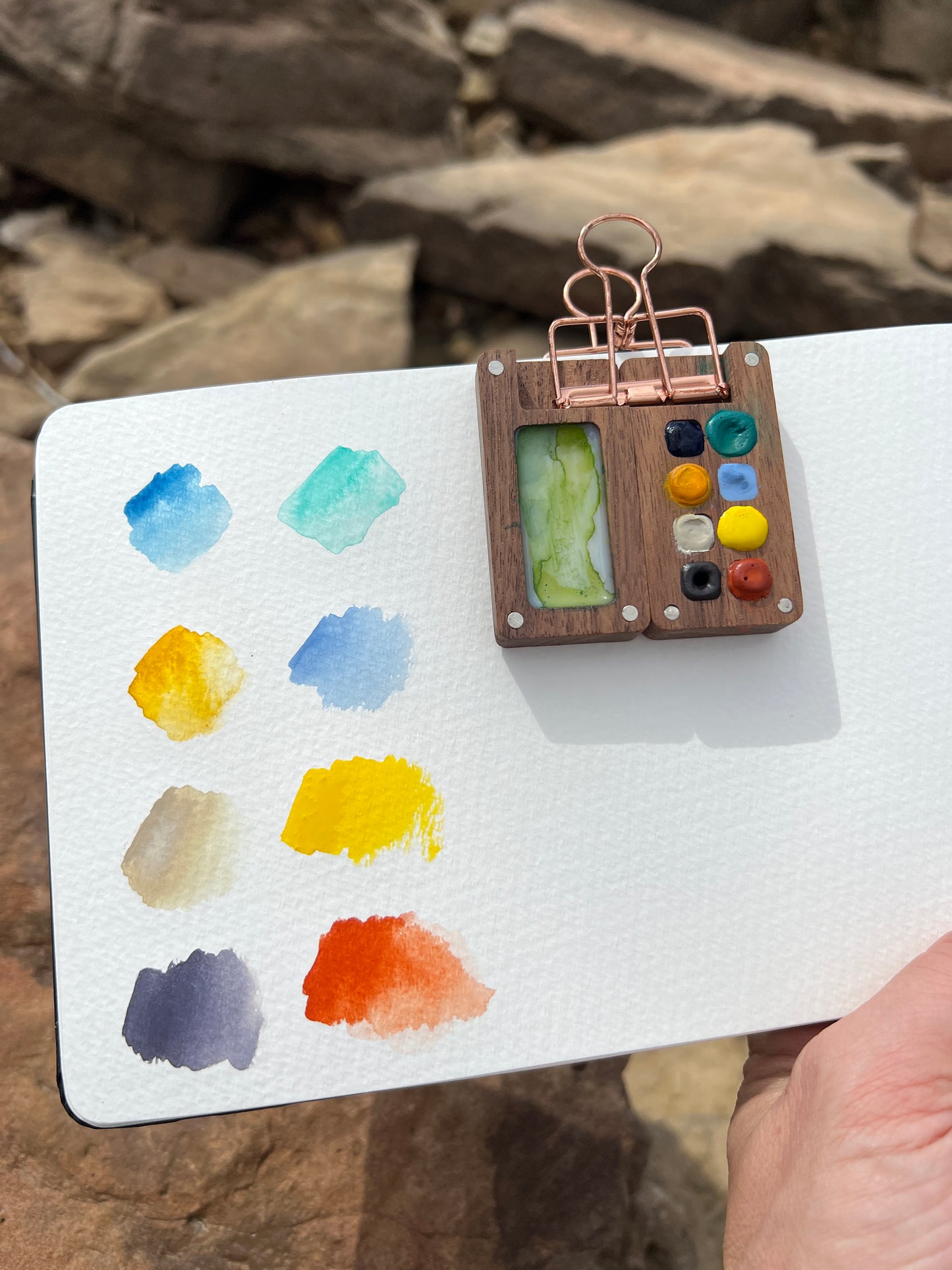 Plein Air Teeny Tiny Palette, a tiny set of handmade watercolors