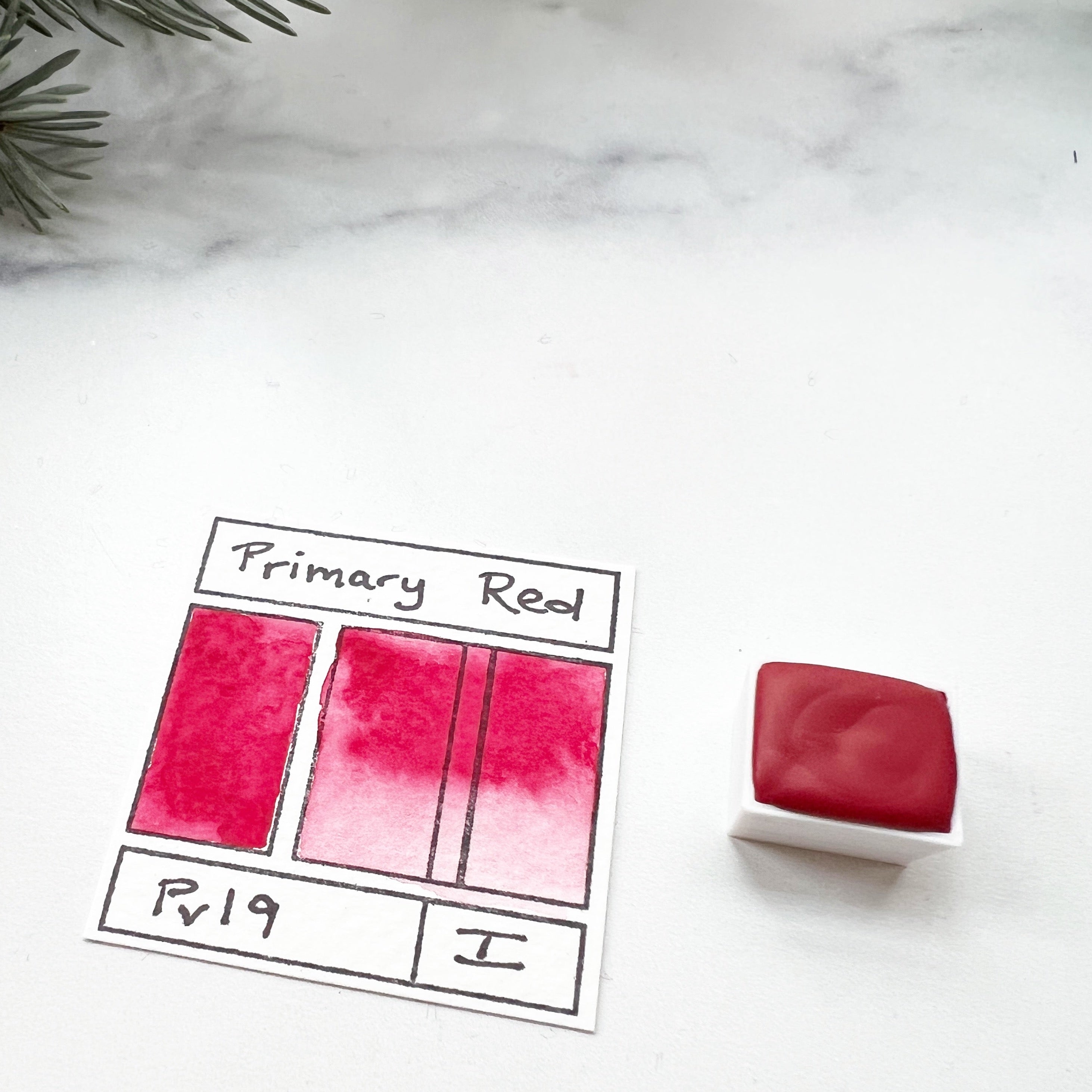 Primary Red. Half pan, full pan or bottle cap of handmade watercolor paint
