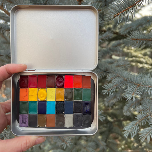 Mountain Summit Mini Pan Palette, a mini pan set of handmade watercolors