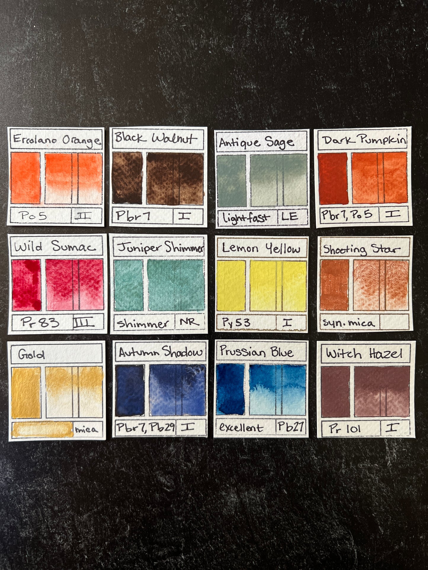 Wild Sumac Palette, a set of 12 handmade watercolors