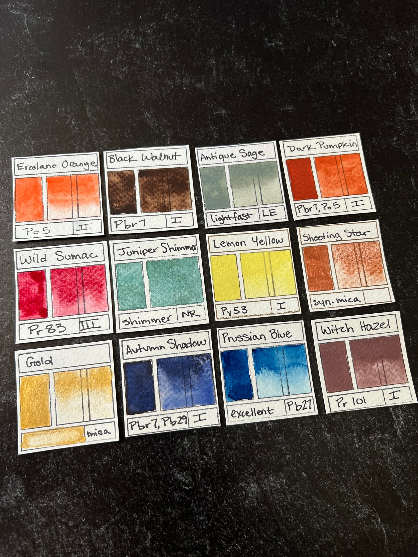 Wild Sumac Palette, a set of 12 handmade watercolors