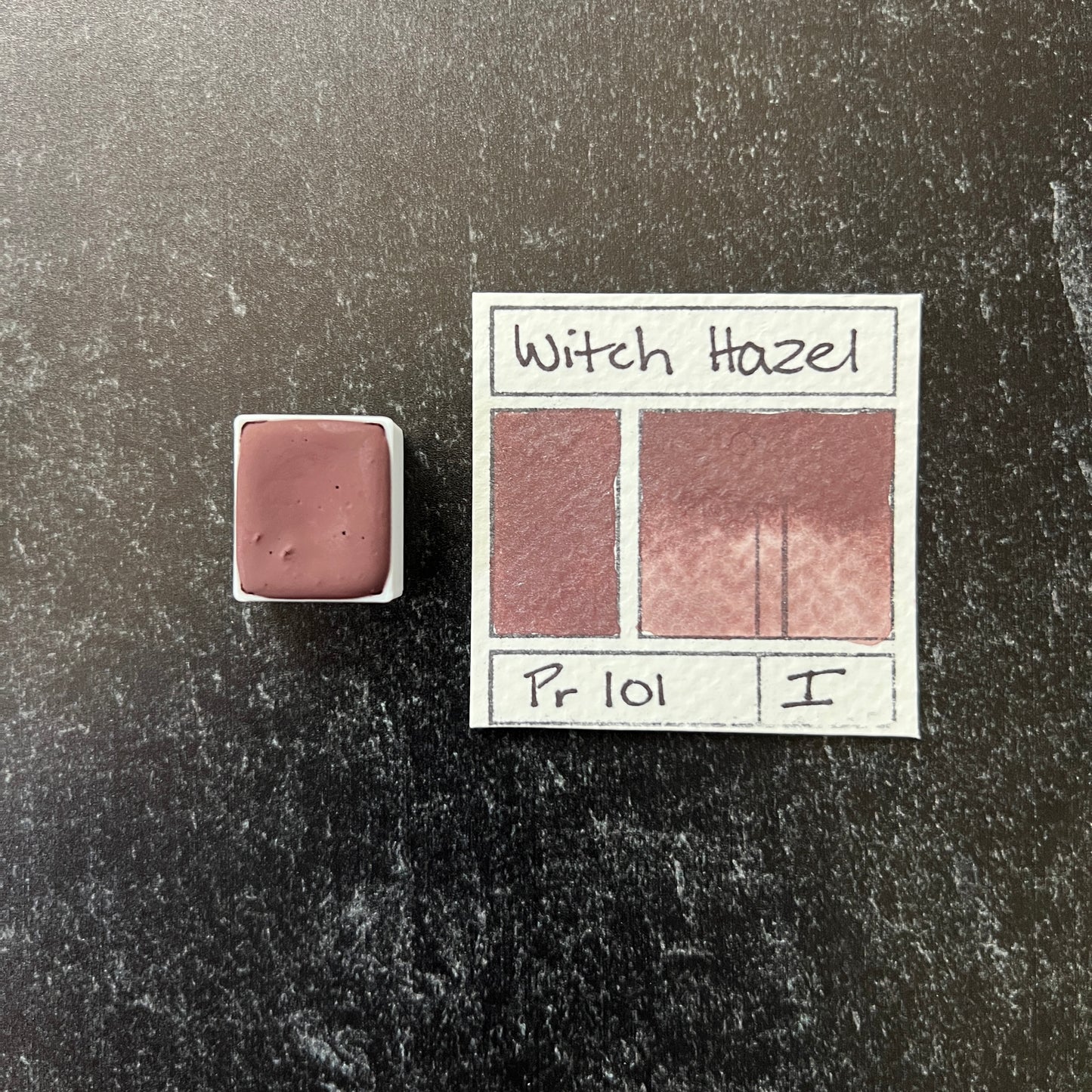 Witch Hazel. Individual pan of handmade watercolor paint