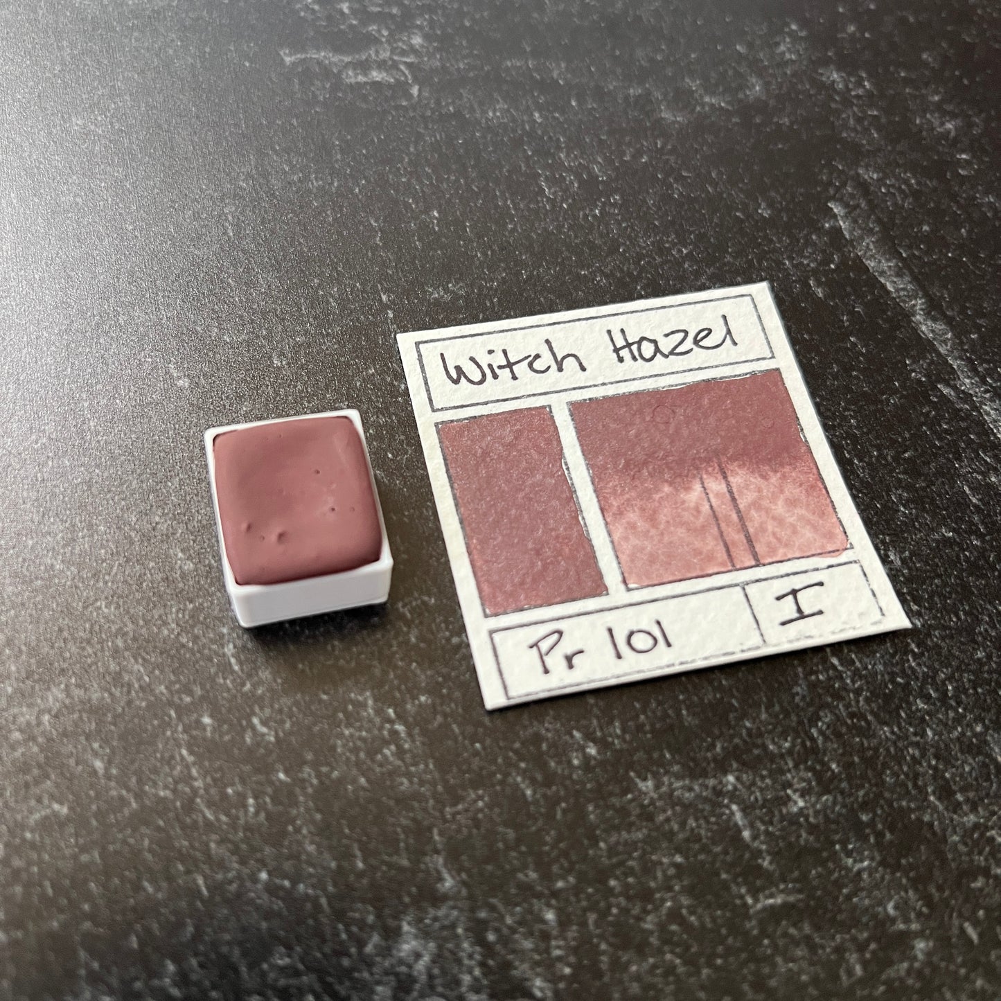 Witch Hazel. Individual pan of handmade watercolor paint