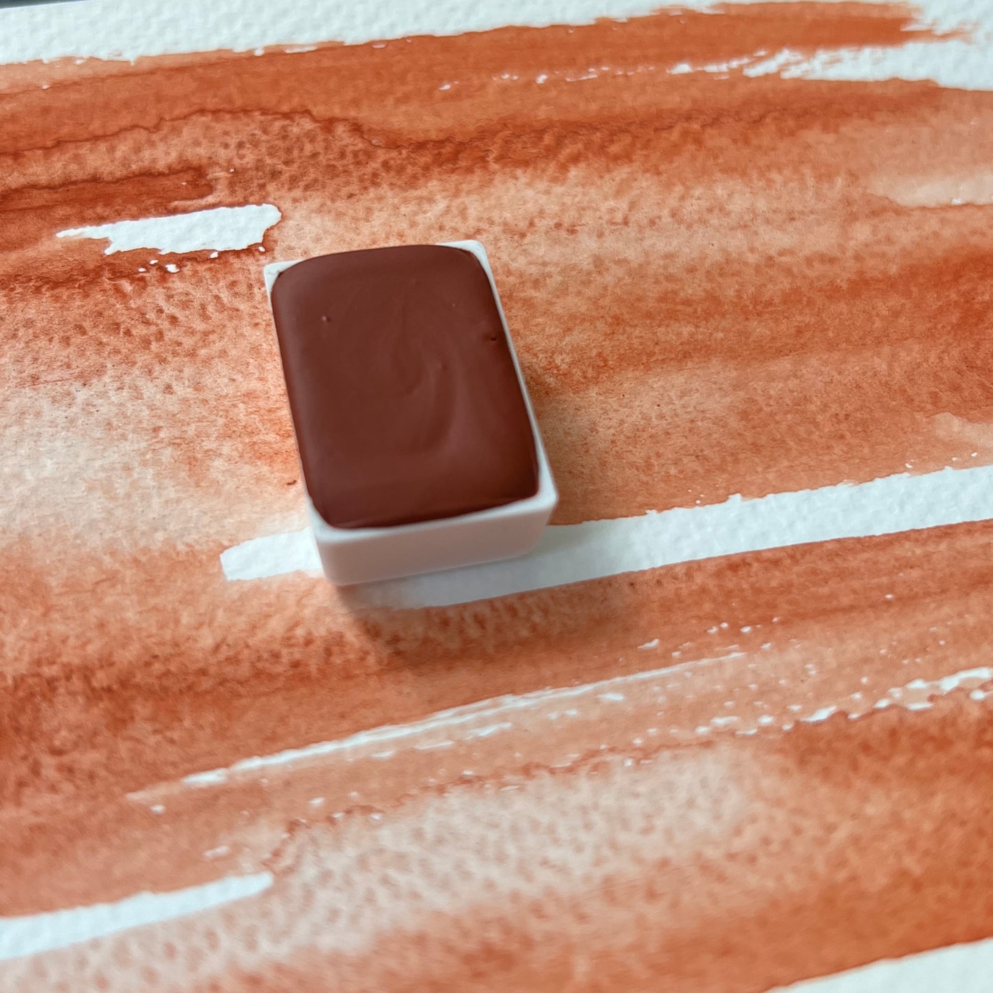 Dark Pumpkin. Individual pan of handmade watercolor paint