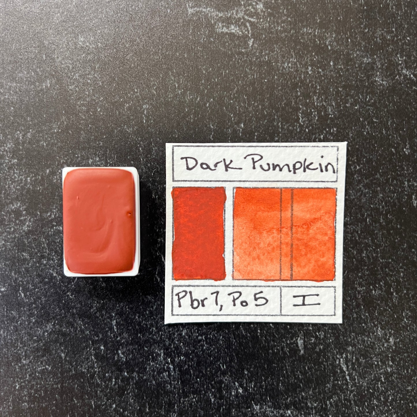 Dark Pumpkin. Individual pan of handmade watercolor paint