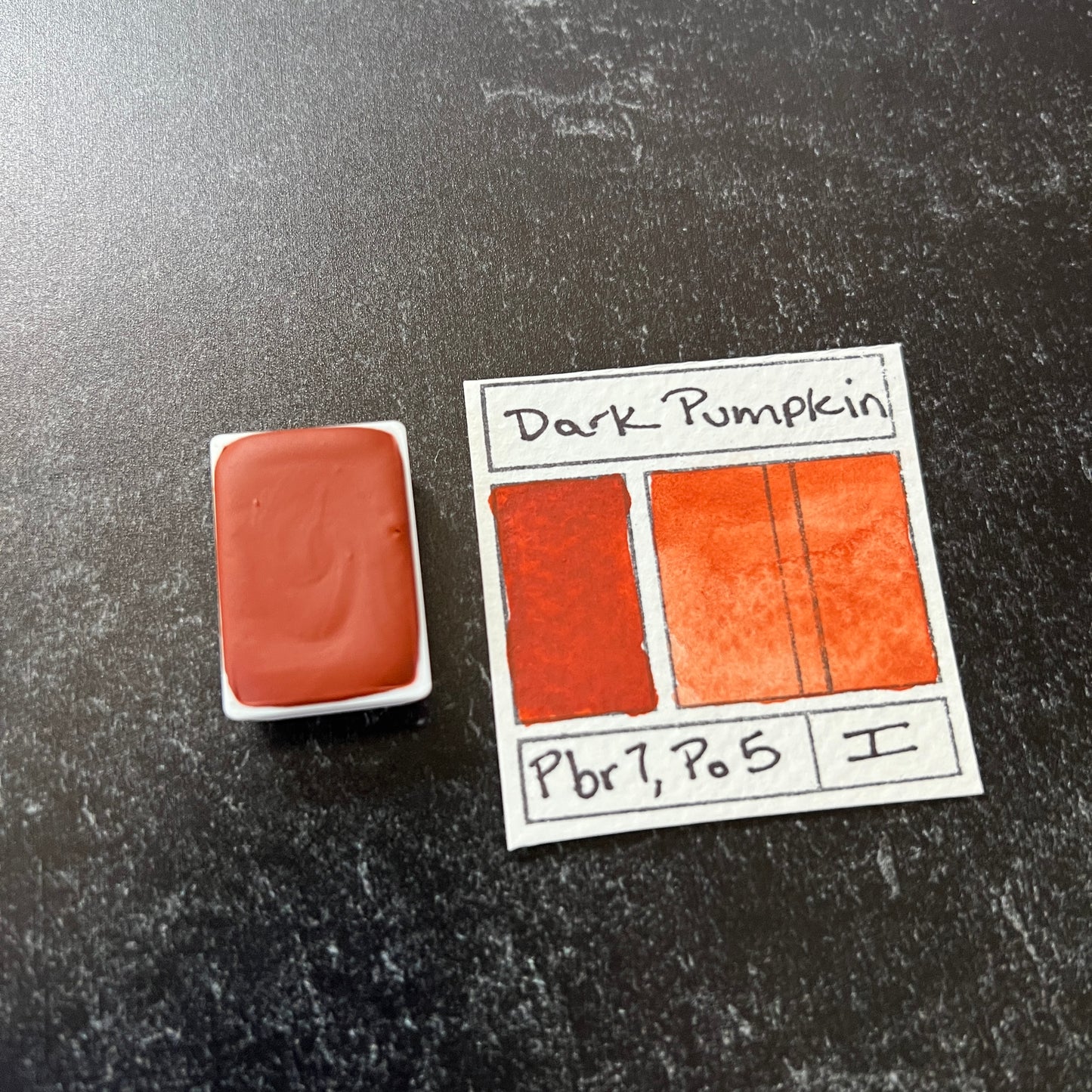 Dark Pumpkin. Individual pan of handmade watercolor paint