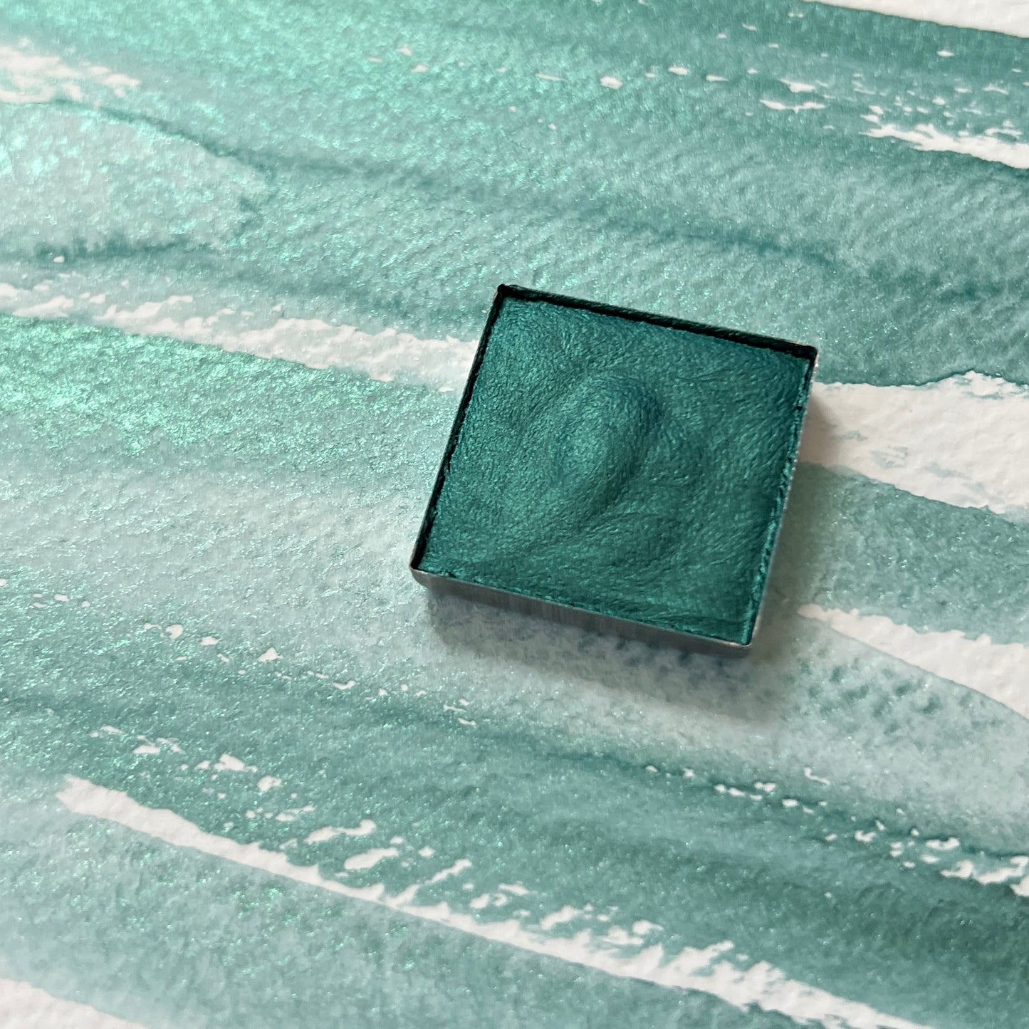 Juniper Shimmer. Individual pan of handmade watercolor paint