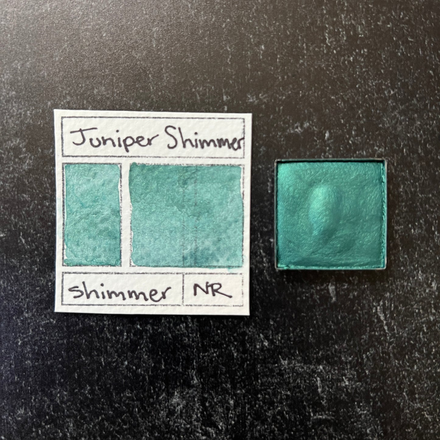 Juniper Shimmer. Individual pan of handmade watercolor paint