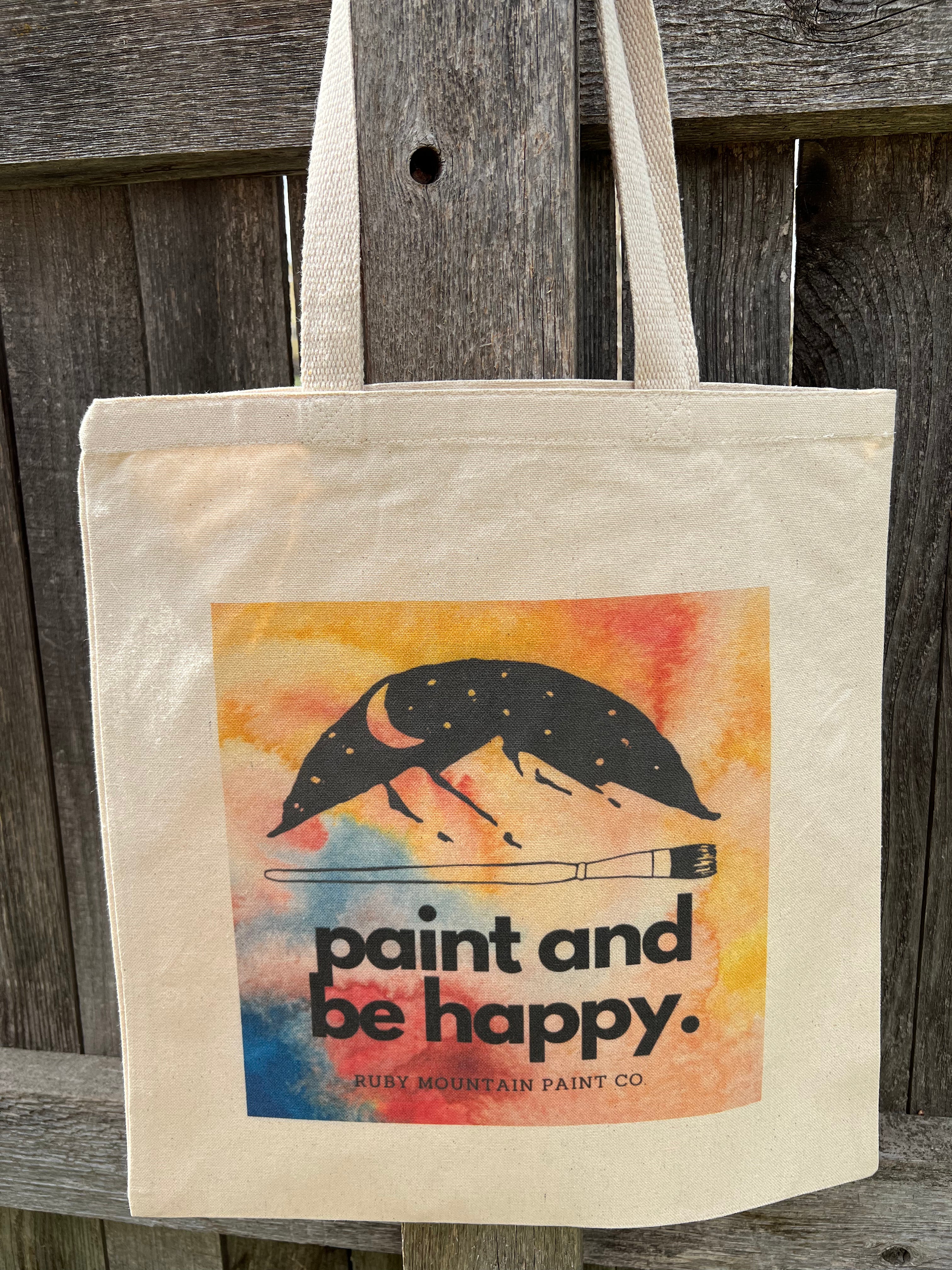 Paint and Be Happy Simple Canvas Tote