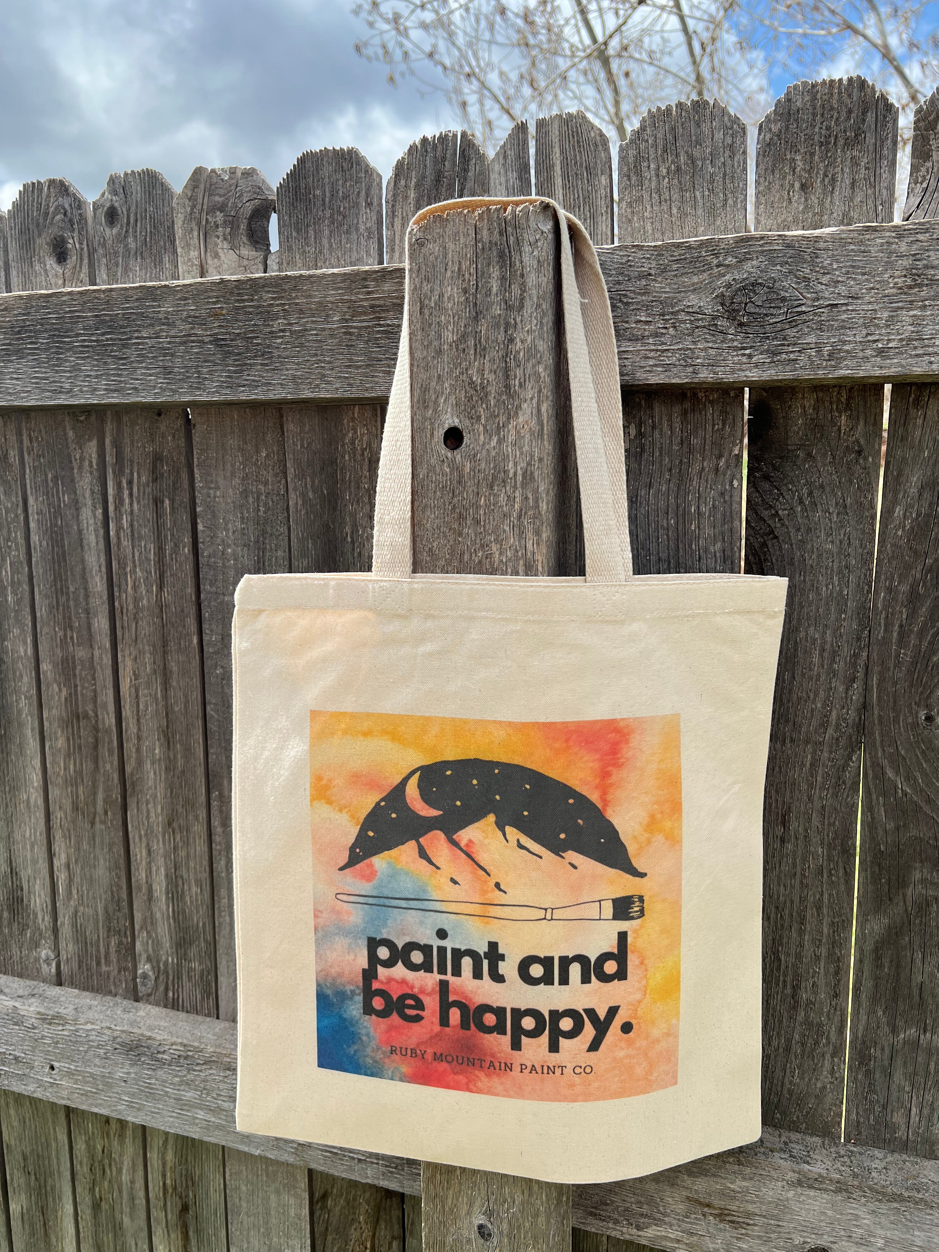 Paint and Be Happy Simple Canvas Tote