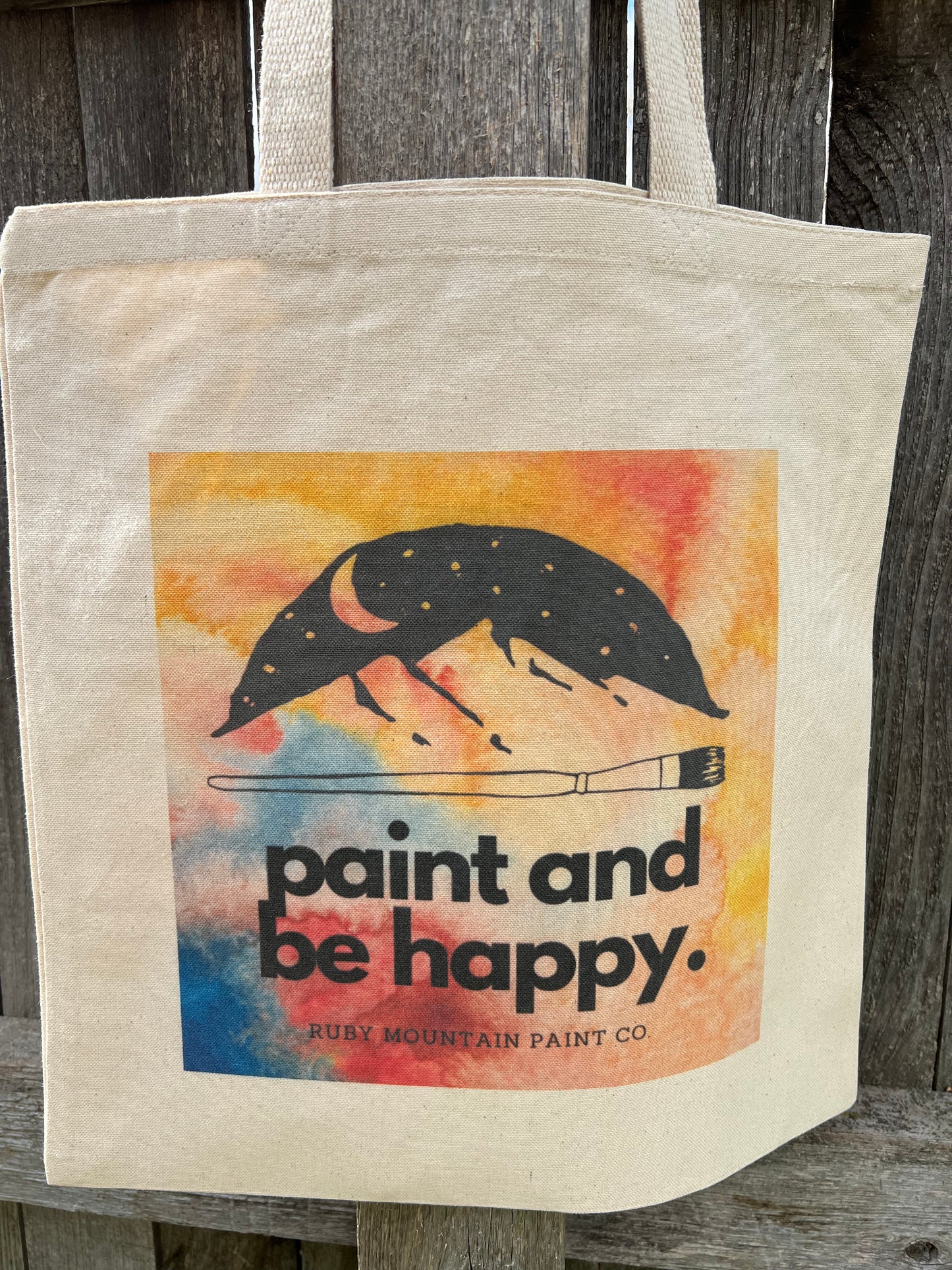 Paint and Be Happy Simple Canvas Tote
