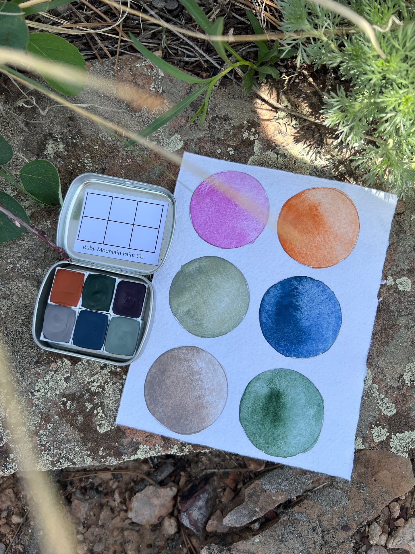 Reservoir Ridge Palette,  a palette of handmade watercolor paint