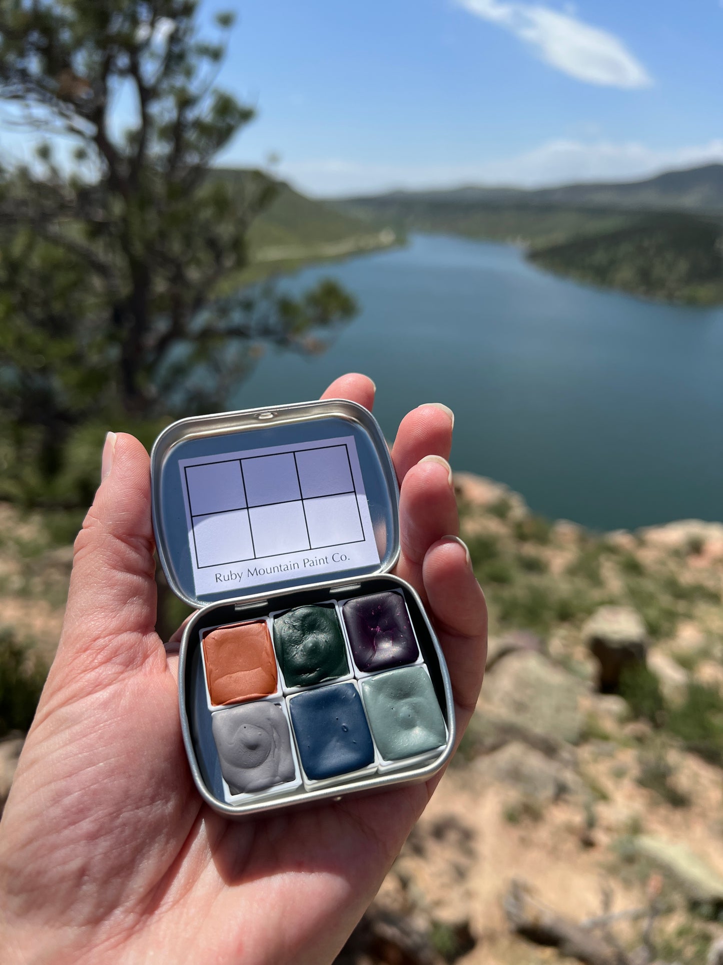 Reservoir Ridge Palette,  a palette of handmade watercolor paint