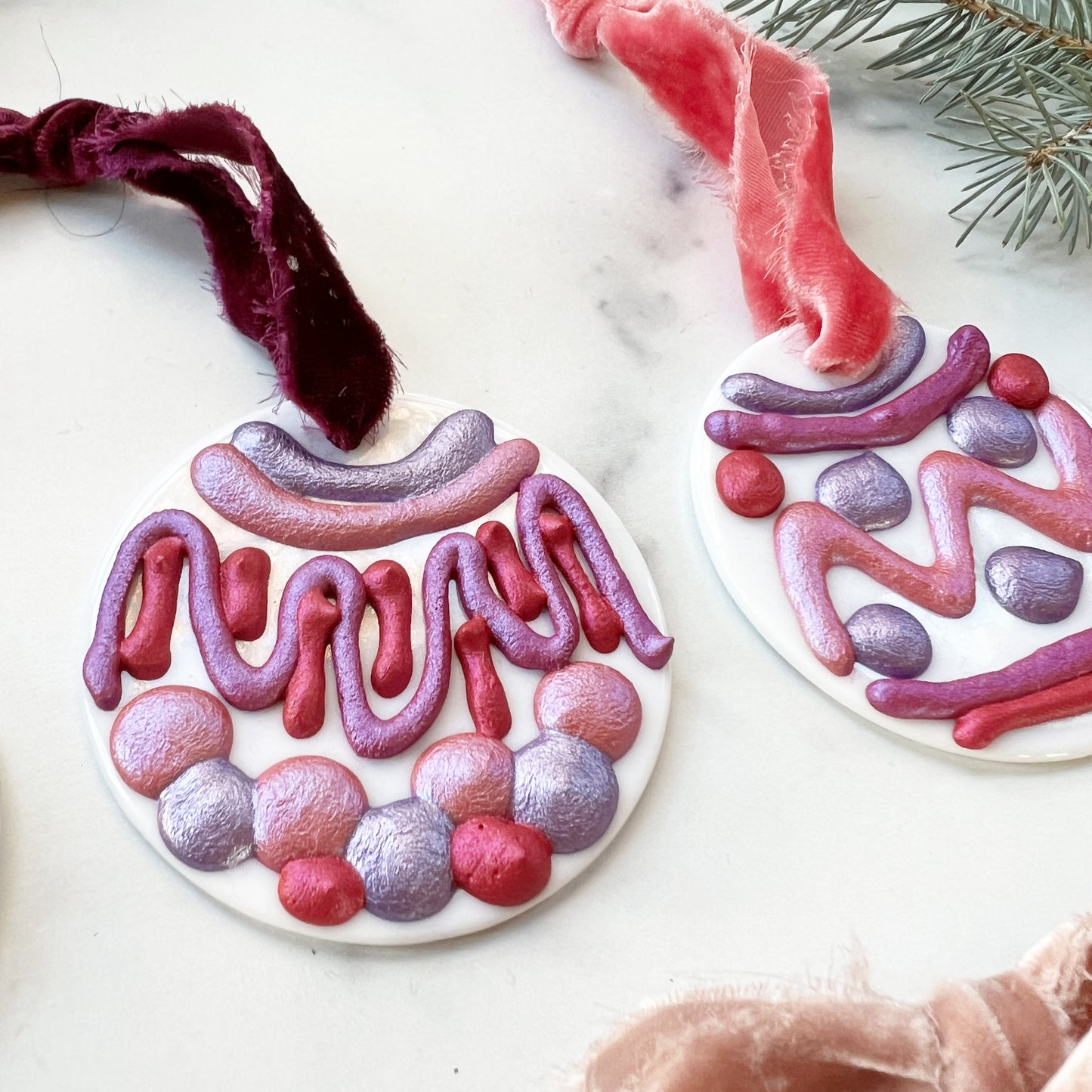 Palette Ornaments in Shimmery Shades of Pink
