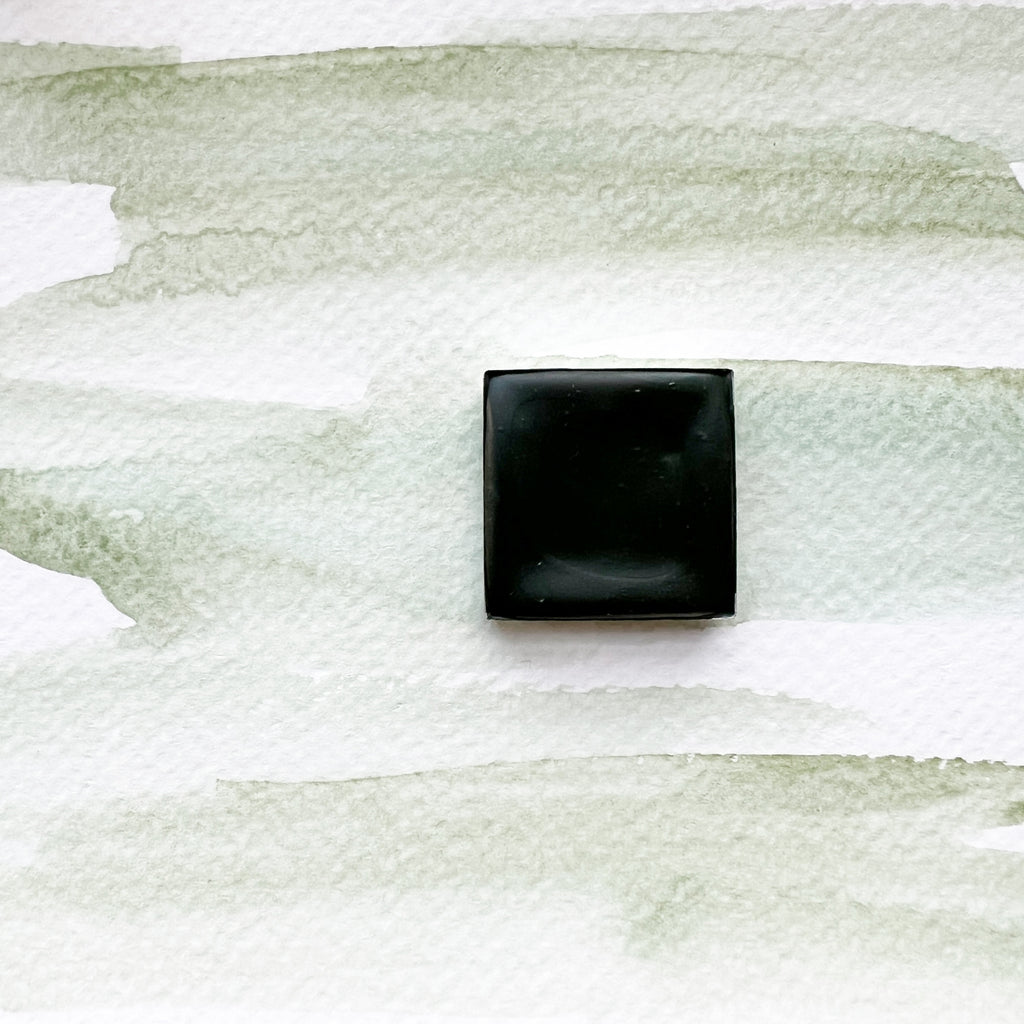 Bohemian Green Earth. Half pan, full pan or bottle cap of handmade watercolor paint