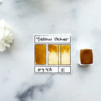 Yellow Ocher. Half pan, full pan or bottle cap of handmade watercolor paint