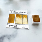 Yellow Ocher. Half pan, full pan or bottle cap of handmade watercolor paint