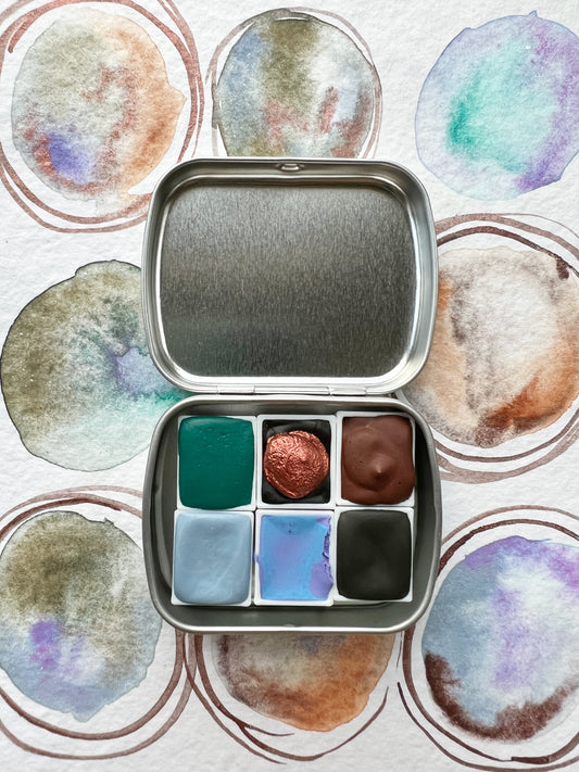 Snow Moon Palette, a limited edition handmade watercolor palette