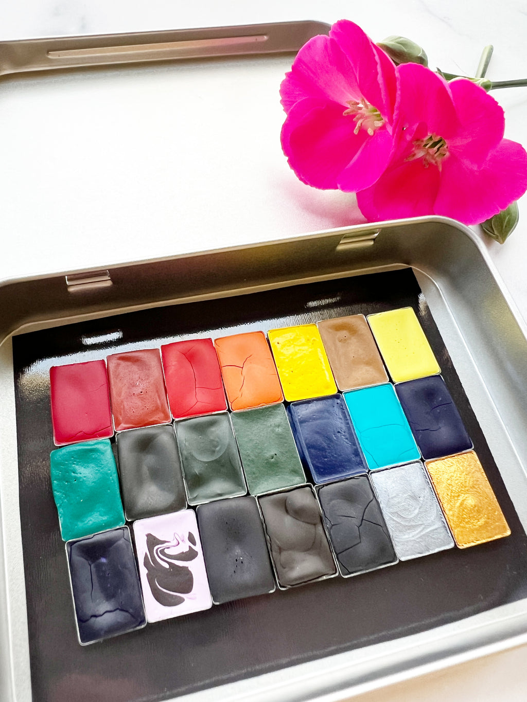 High Peak Mini Pan Palette, a mini pan set of handmade watercolors