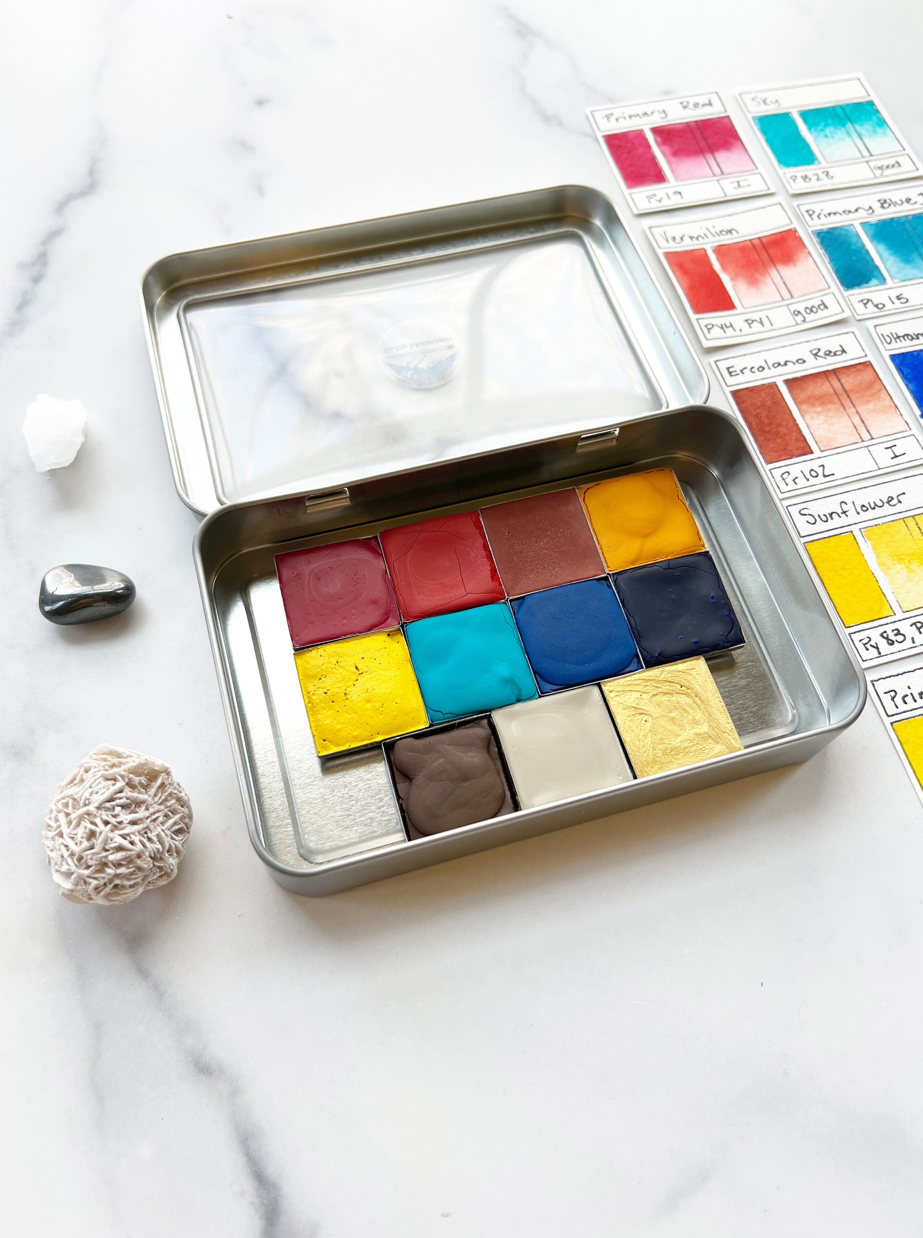 Canyon Primaries Set, a palette of handmade watercolor paint