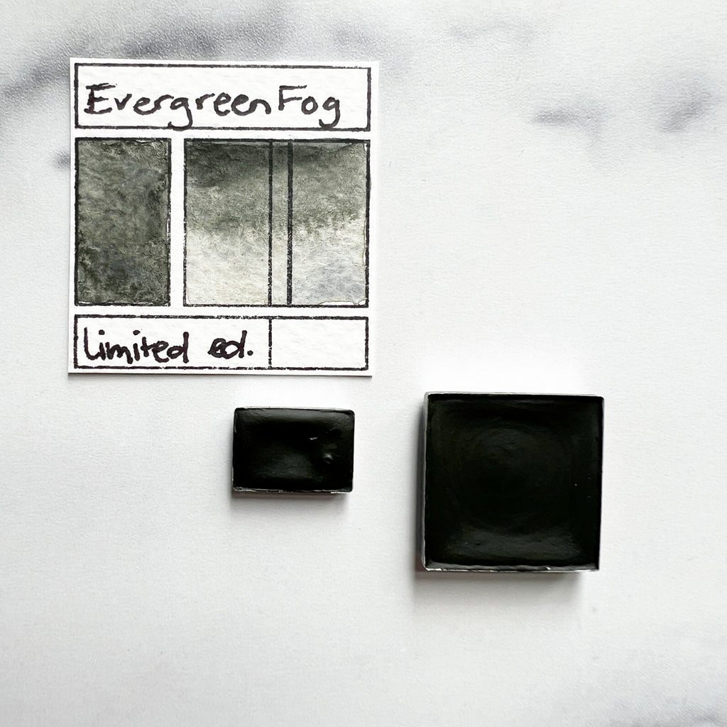 Evergreen Fog. Half pan or bottle cap of handmade watercolor paint