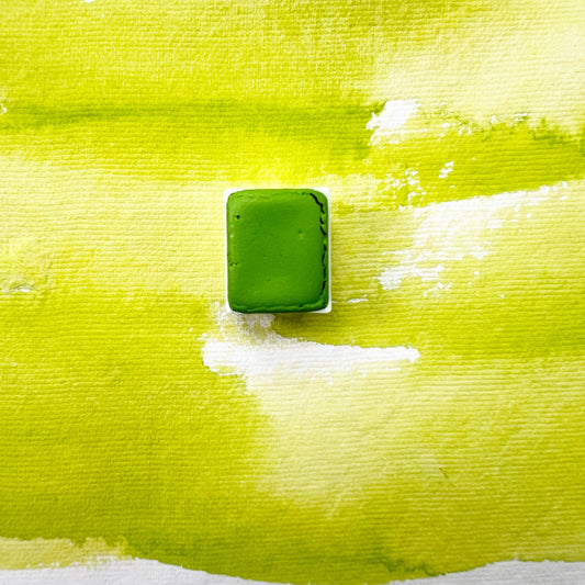 Juicy Lime. Half pan, full pan or bottle cap of handmade watercolor paint