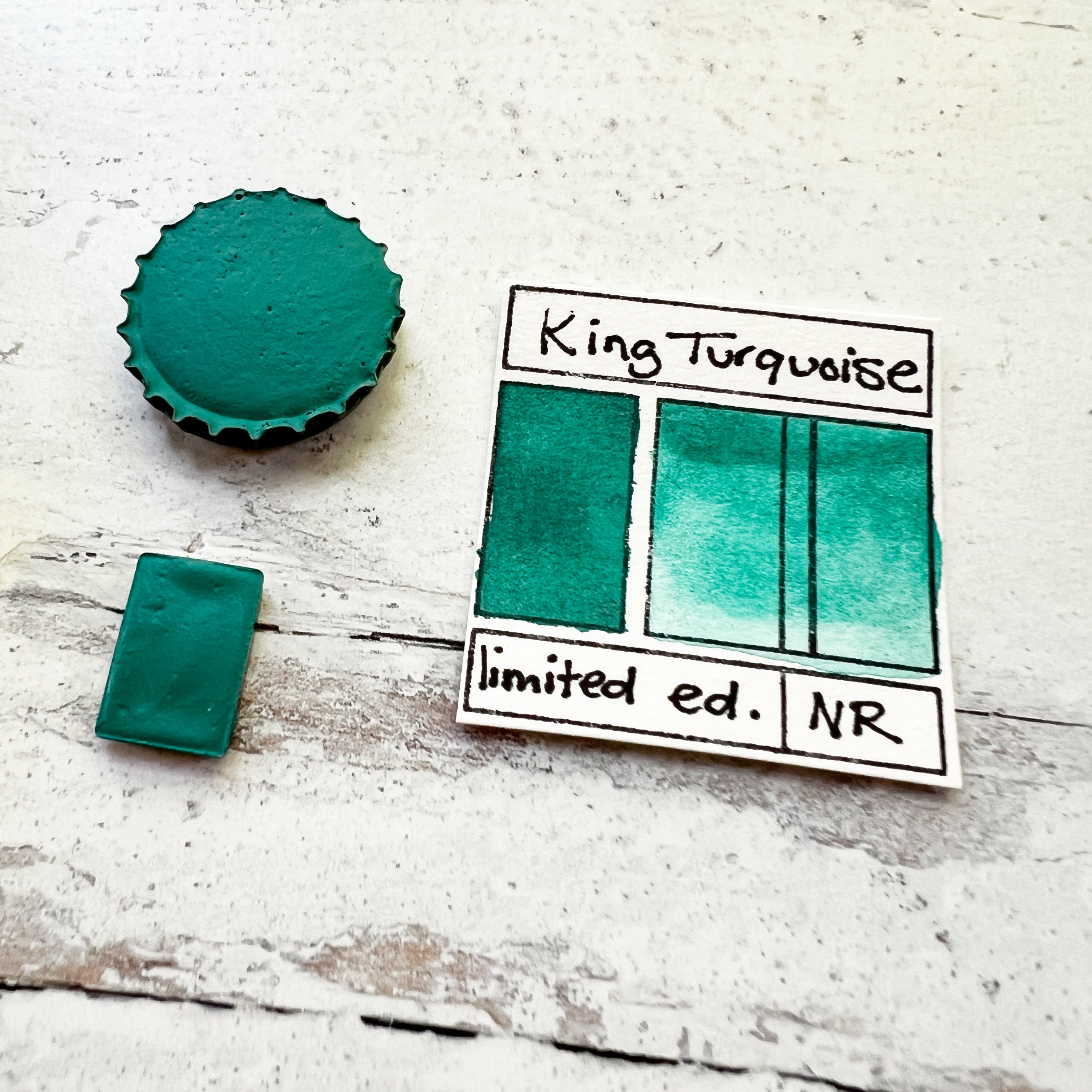 King Turquoise. Half pan, full pan or bottle cap of handmade watercolor paint