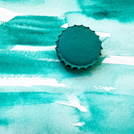 King Turquoise. Half pan, full pan or bottle cap of handmade watercolor paint