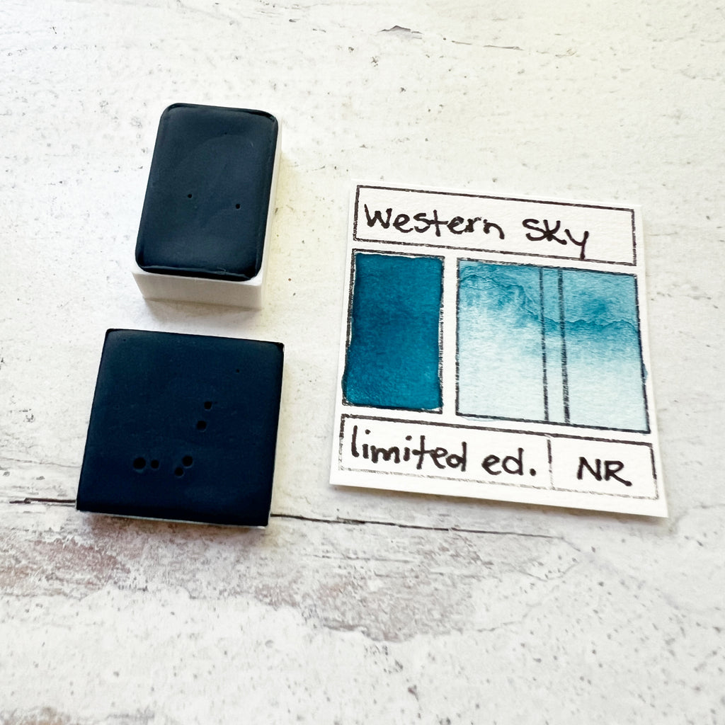 Western Sky. Half pan, full pan or bottle cap of handmade watercolor paint