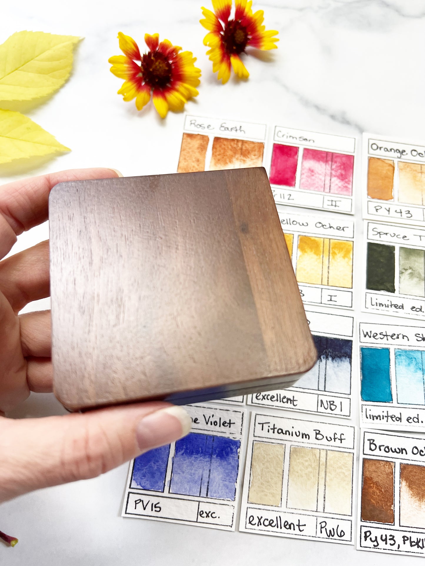 Many Peaks Palette, wood watercolor palette for plein air