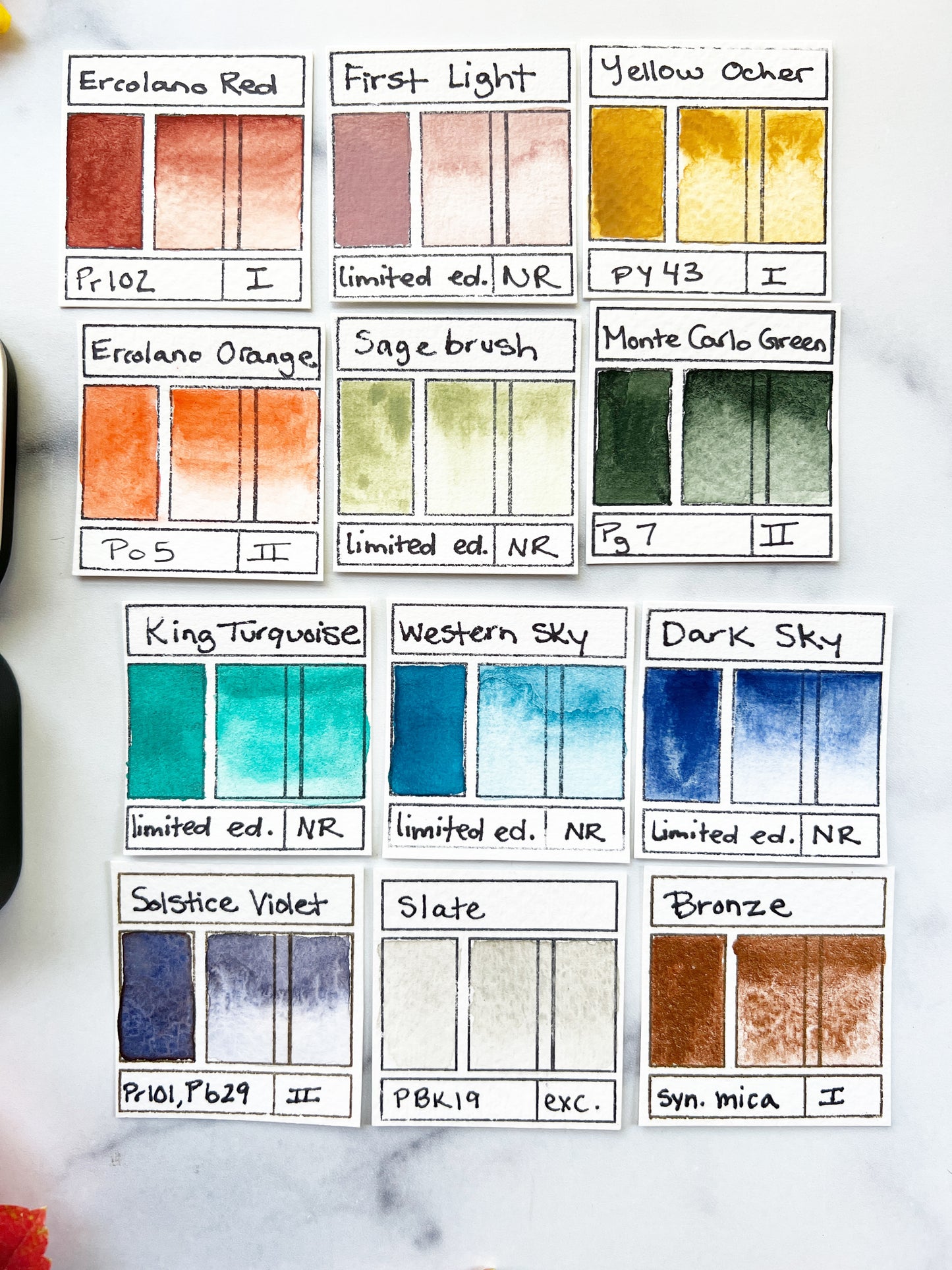 Lost Desert Highway Set, a mini pan set of handmade watercolors