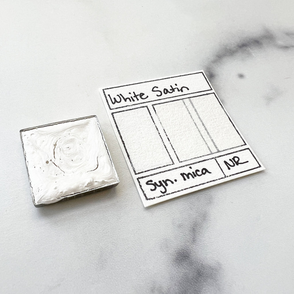 White Satin. Half pan, full pan or bottle cap of handmade watercolor paint