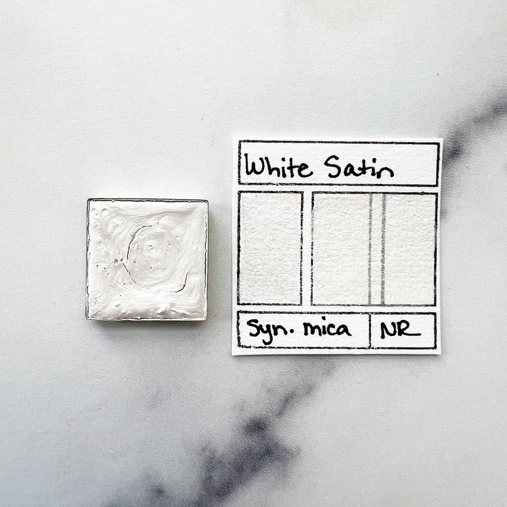 White Satin. Half pan, full pan or bottle cap of handmade watercolor paint