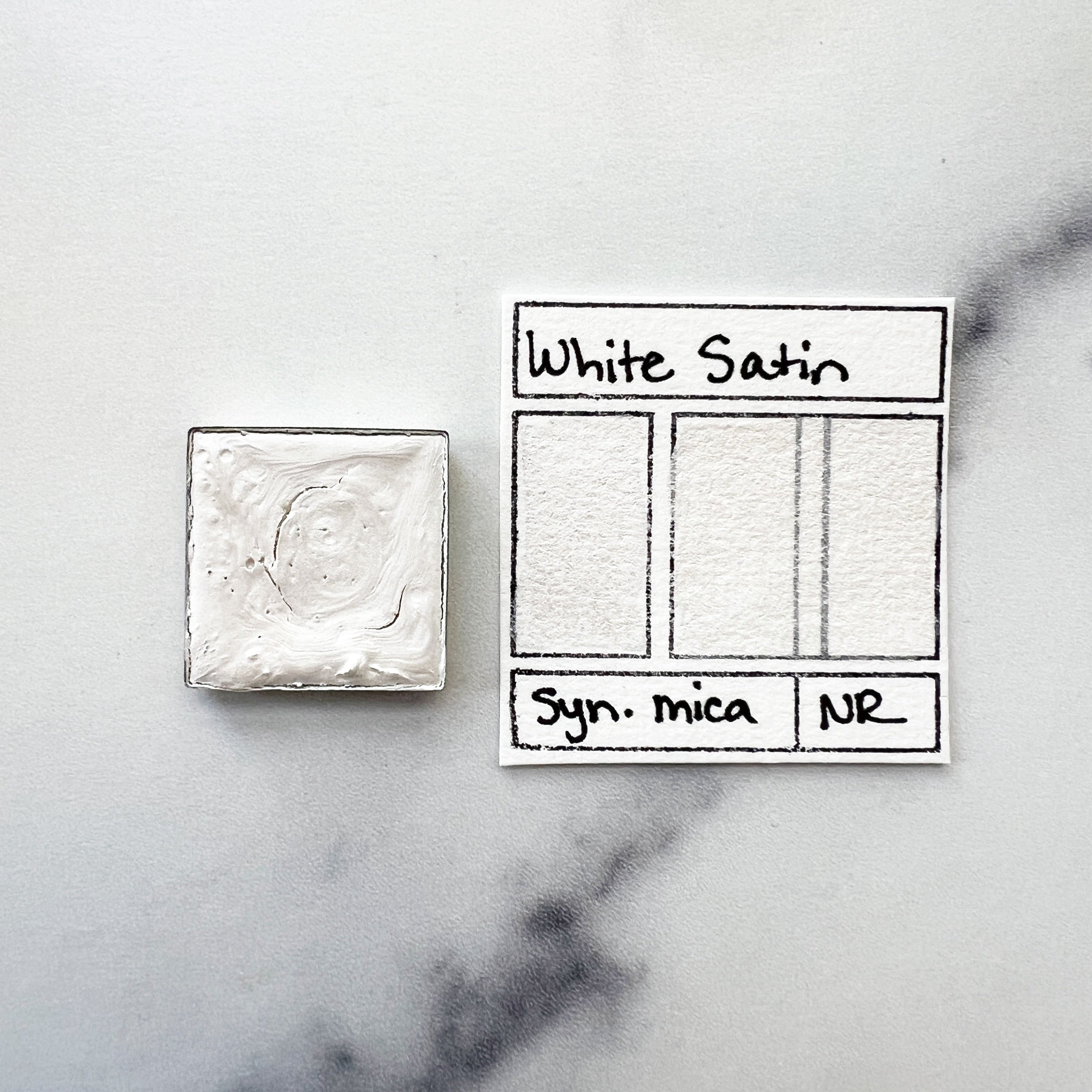 White Satin. Half pan, full pan or bottle cap of handmade watercolor paint
