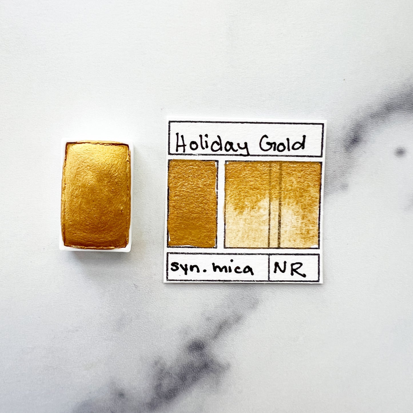 Holiday Gold. Half pan, full pan or bottle cap of handmade watercolor paint