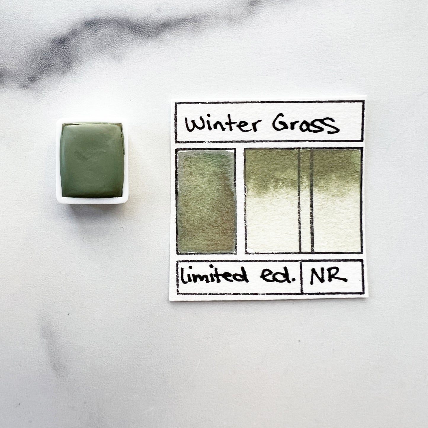 RM Winter Grass. Half pan, full pan or bottle cap of handmade watercolor paint