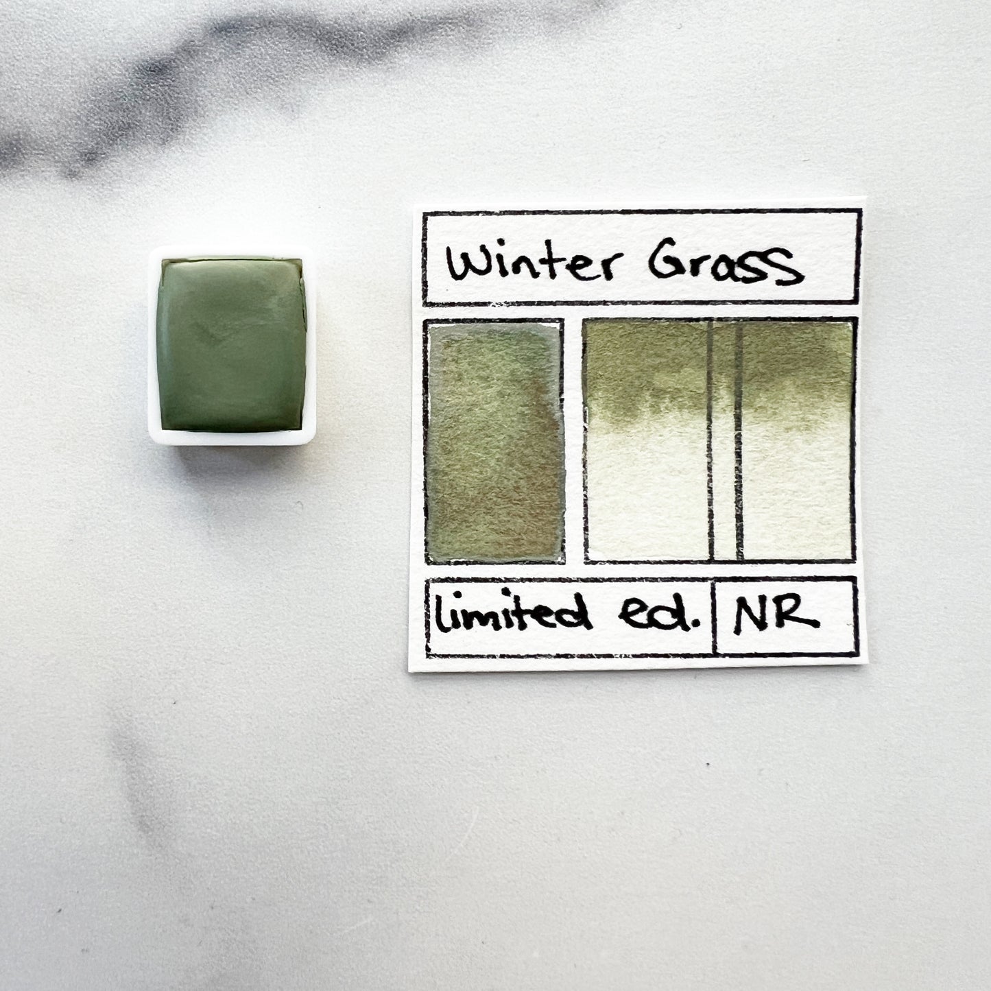 RM Winter Grass. Half pan, full pan or bottle cap of handmade watercolor paint