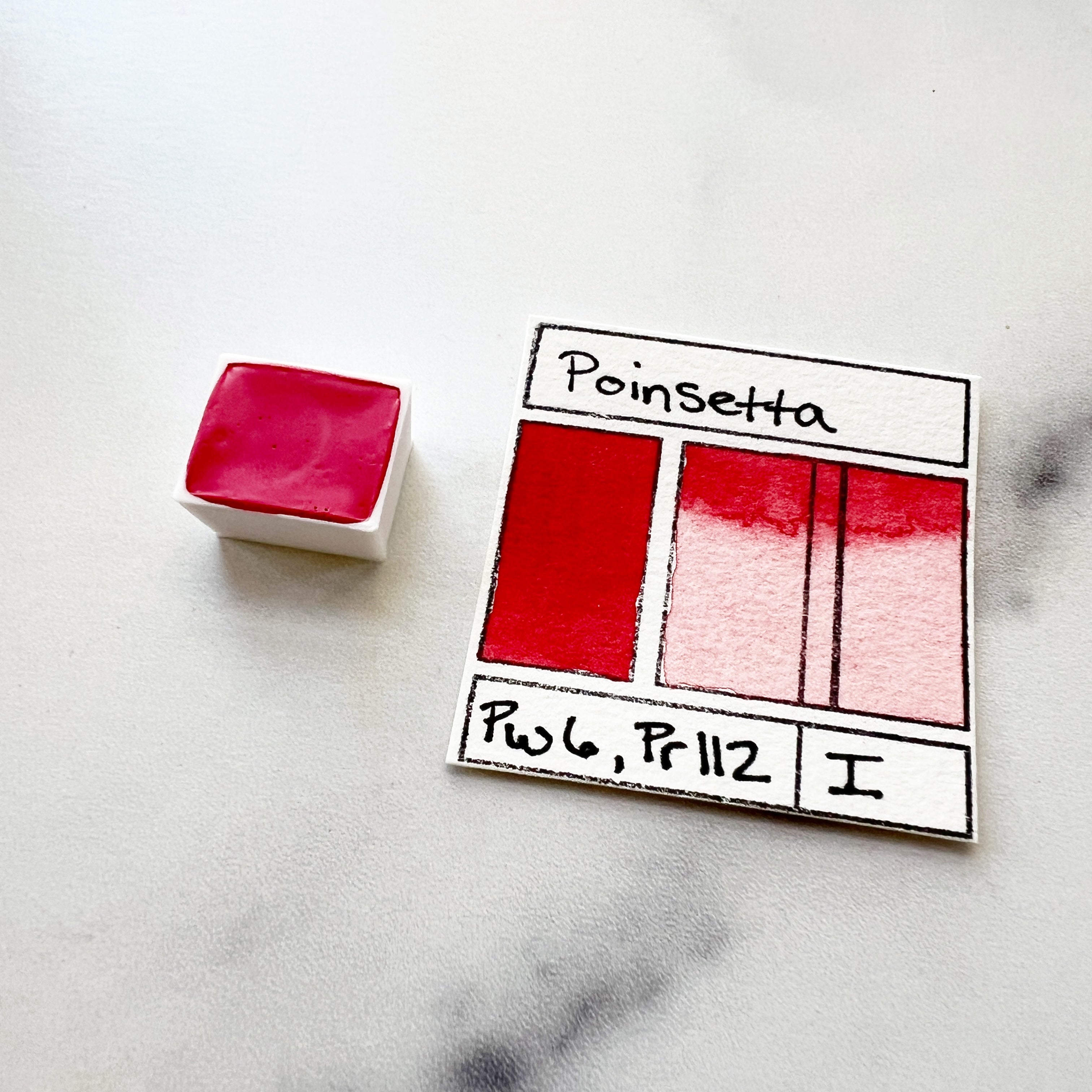 RM Poinsettia. Half pan, full pan or bottle cap of handmade watercolor paint