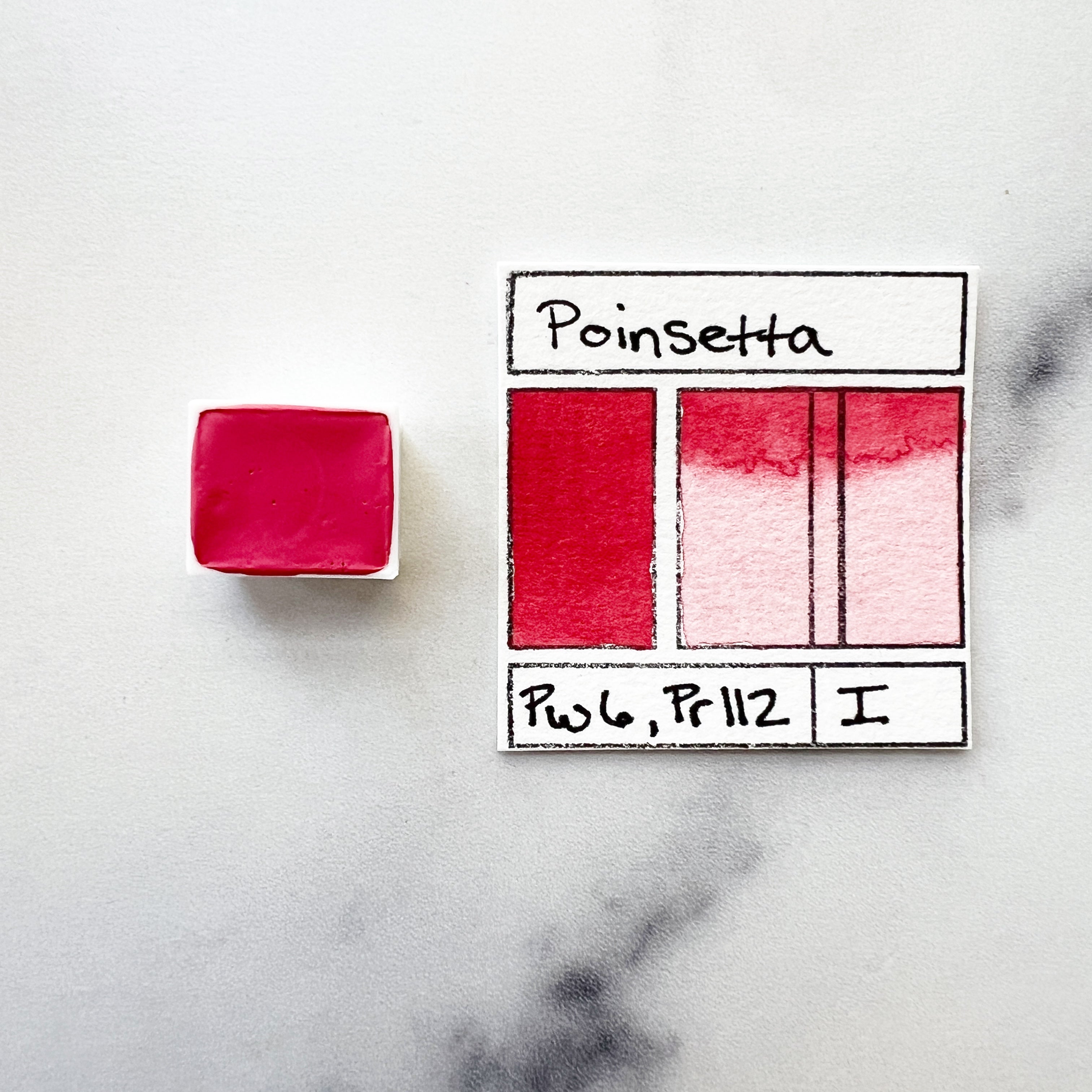 RM Poinsettia. Half pan, full pan or bottle cap of handmade watercolor paint
