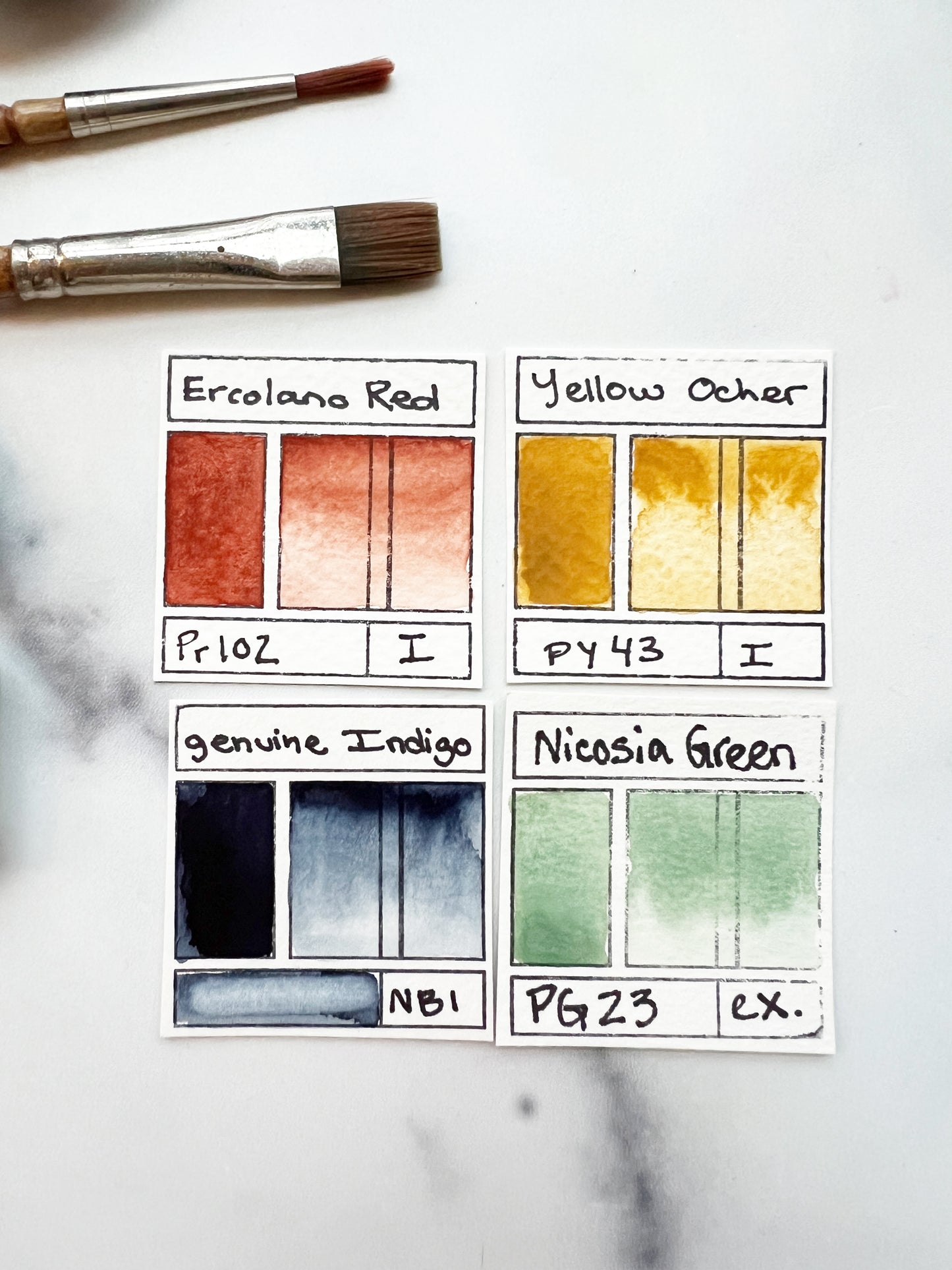 Earth Mineral Mini Palette, a mini pan set of handmade watercolors in earthy hues