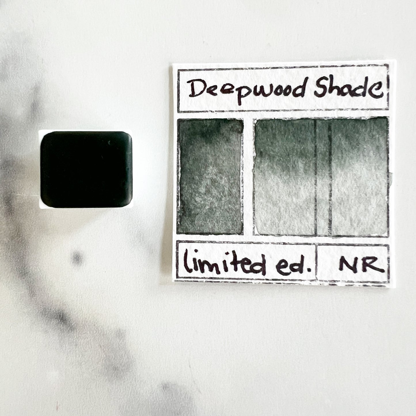 Deepwood Shade. Half pan, full pan or bottle cap of handmade watercolor paint